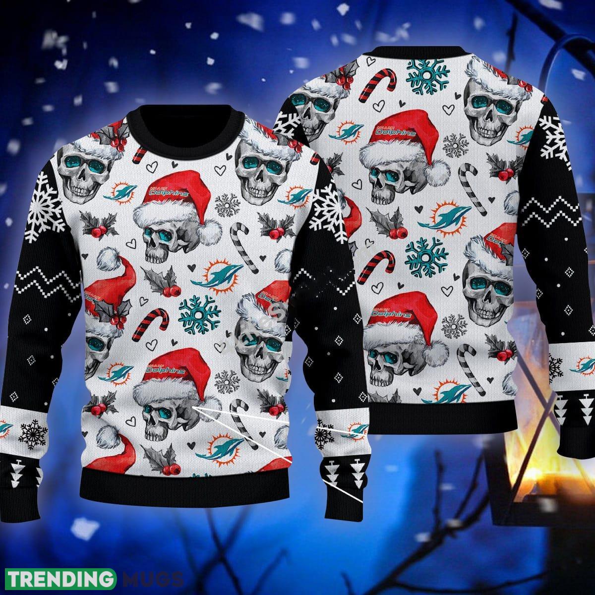 Santa Skull Miami Dolphins Candy Cane Ugly Sweater Black Gift For Christmas - Santa Skull Miami Dolphins Candy Cane Ugly Sweater Black Gift For Christmas Santa Skull Miami Dolphins Candy Cane Ugly Sweater Black Gift For Christmas - Santa Skull Miami Dolphins Candy Cane Ugly Sweater Black Gift For Christmas
