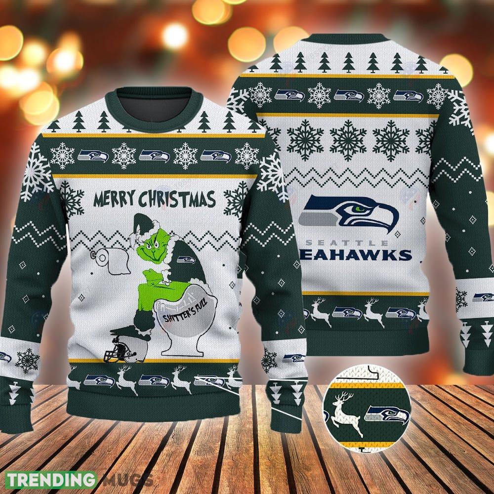 Seattle Seahawks Grinch Shitter's Full NFL Green Ugly Christmas Sweater 3D Sweater Seattle Seahawks Grinch Shitter's Full NFL Green Ugly Christmas Sweater - Seattle Seahawks Grinch Shitter's Full NFL Green Ugly Christmas Sweater