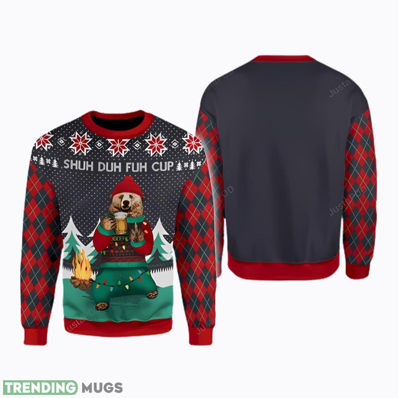 Shuh Duh Fuh Cup Beer Camping Ugly Christmas Sweater Product Photo 1 Shuh Duh Fuh Cup Beer Camping Ugly Christmas Sweater Product Photo 1