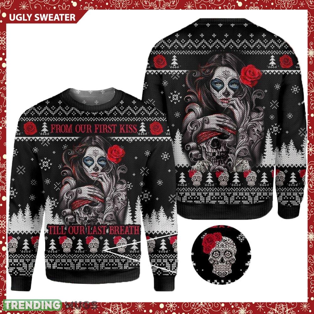 Skull From our first kiss till our last breath Knitted Christmas Sweater AOP Holiday - Skull From our first kiss till our last breath Knitted Christmas Sweater AOP Holiday Skull From our first kiss till our last breath Knitted Christmas Sweater AOP Holiday - Skull From our first kiss till our last breath Knitted Christmas Sweater AOP Holiday