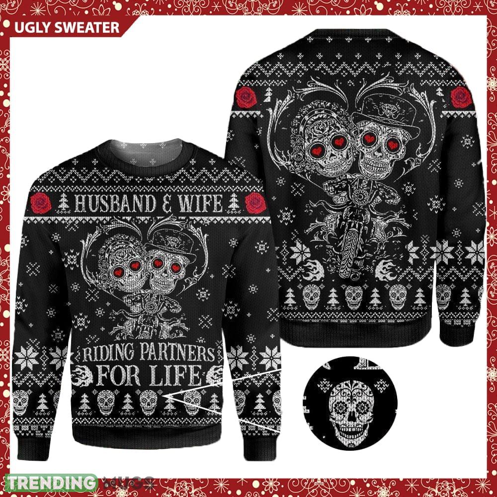 Skull Husband & wife riding partners for life Knitted Christmas Sweater AOP Holiday - Skull Husband & wife riding partners for life Knitted Christmas Sweater AOP Holiday Skull Husband & wife riding partners for life Knitted Christmas Sweater AOP Holiday - Skull Husband & wife riding partners for life Knitted Christmas Sweater AOP Holiday