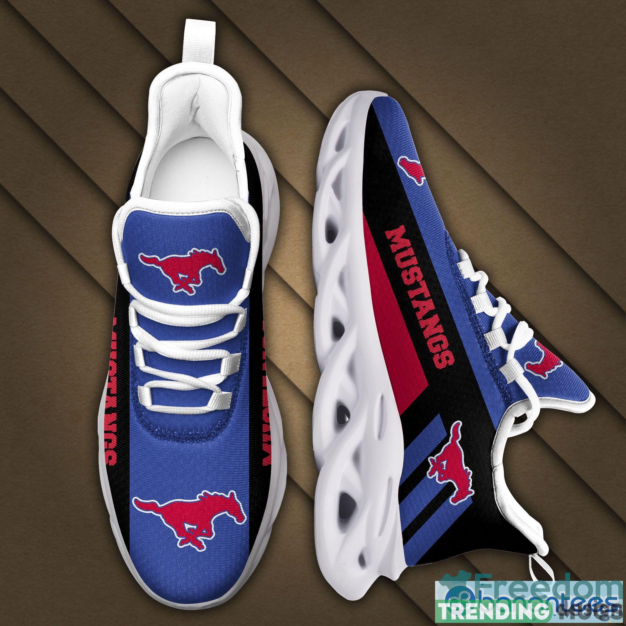 SMU Mustangs Logo Black Stripe Chunky Sneakers Max Soul Shoes In Yale Blue Gift For Men And Women Max Soul SMU Mustangs Logo Black Stripe Chunky Sneakers Max Soul Shoes In Yale Blue Gift For Men And Women Max Soul