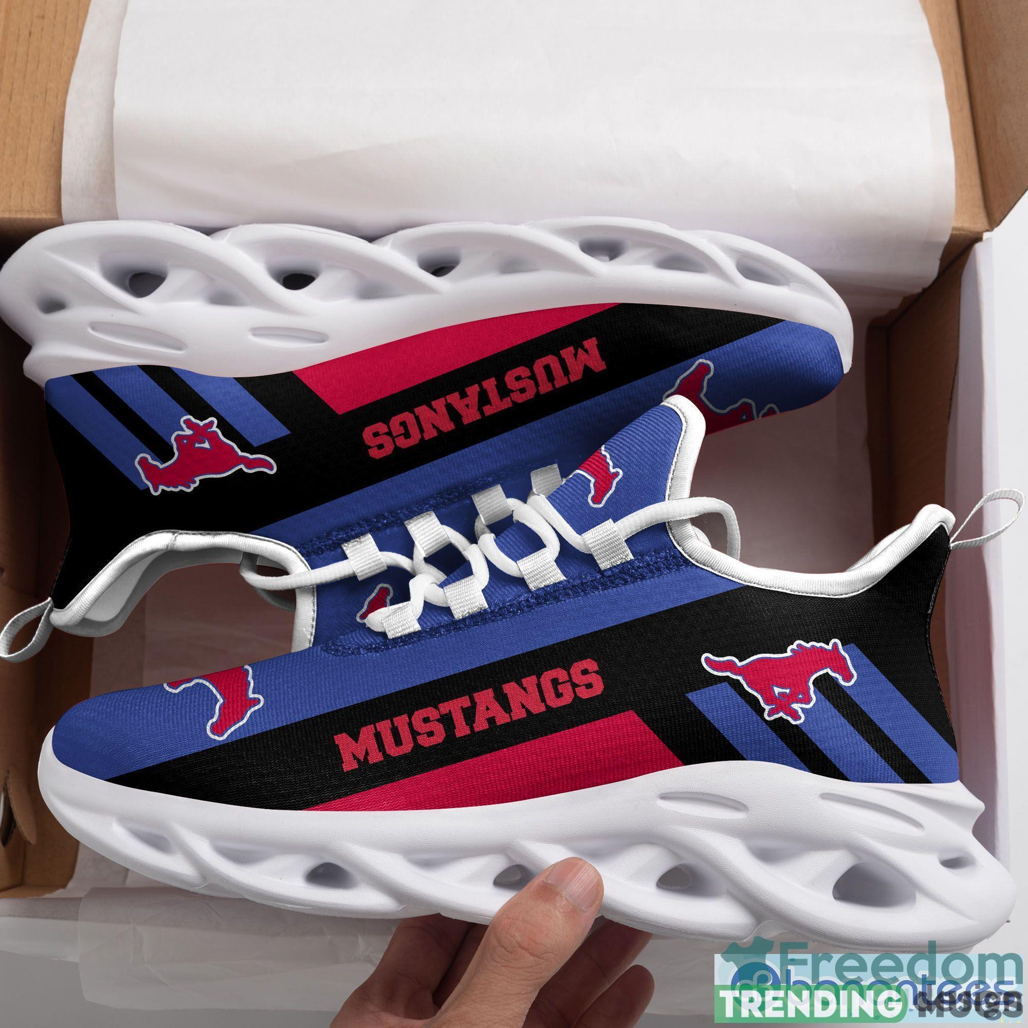 SMU Mustangs Logo Black Stripe Chunky Sneakers Max Soul Shoes In Yale Blue Gift For Men And Women Max Soul SMU Mustangs Logo Black Stripe Chunky Sneakers Max Soul Shoes In Yale Blue Gift For Men And Women Max Soul