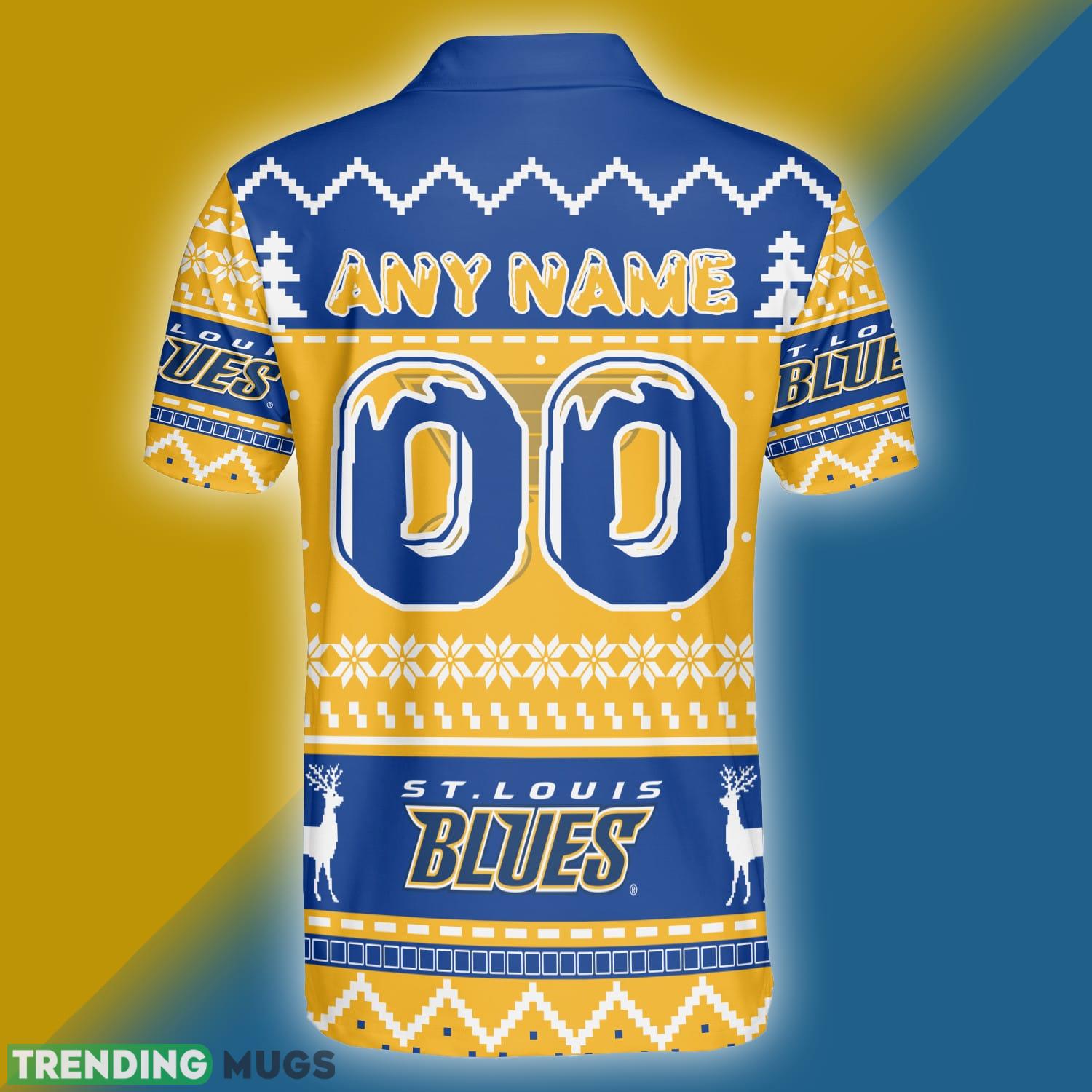 St. Louis Blues Custom Numer And Name Ugly Xmas Polo Shirt For Men Women Polo Shirt St. Louis Blues Custom Numer And Name Ugly Xmas Polo Shirt For Men Women Polo Shirt