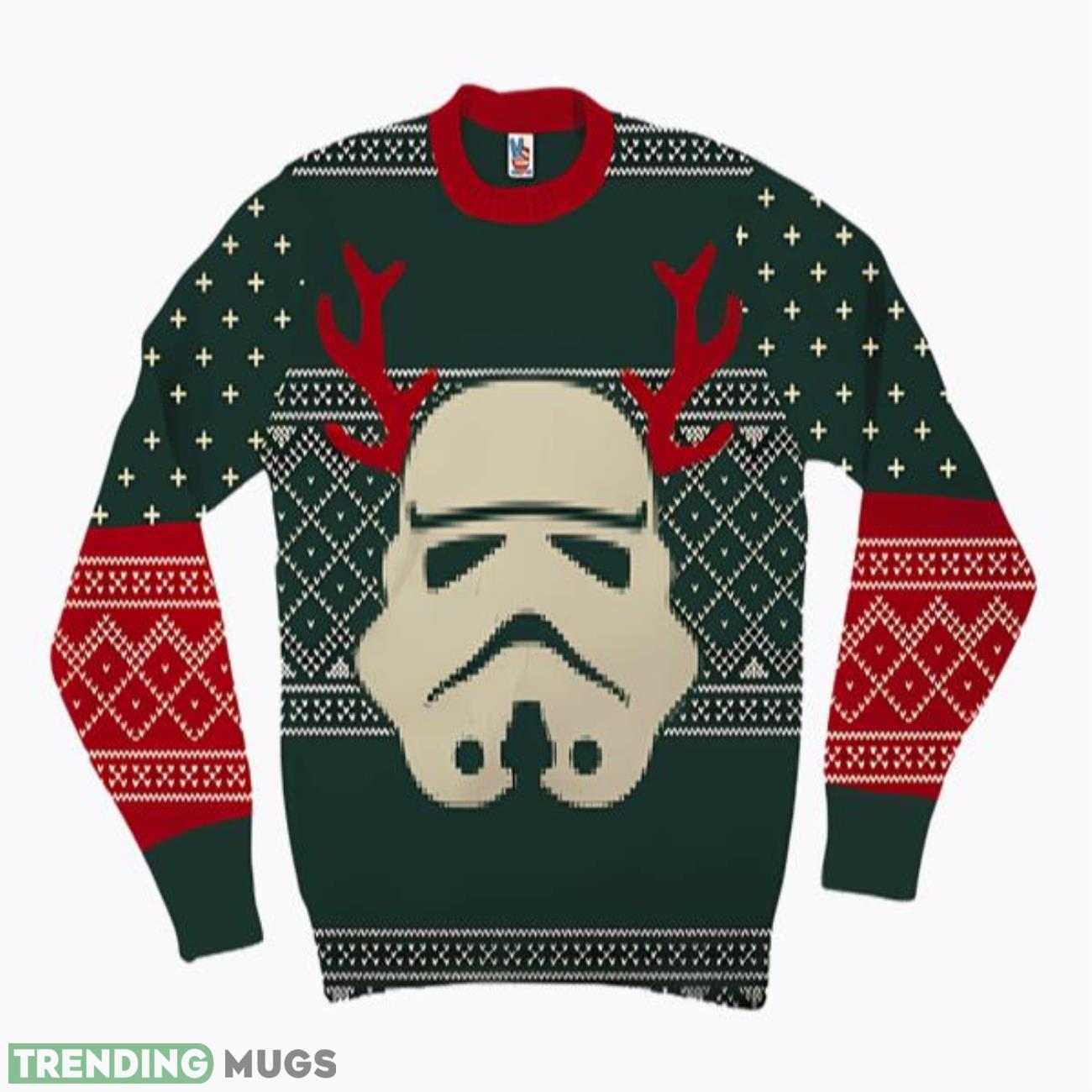 Star Wars Stormtrooper With Reindeer Antlers Ugly Christmas Sweater Product Photo 1 Star Wars Stormtrooper With Reindeer Antlers Ugly Christmas Sweater Product Photo 1