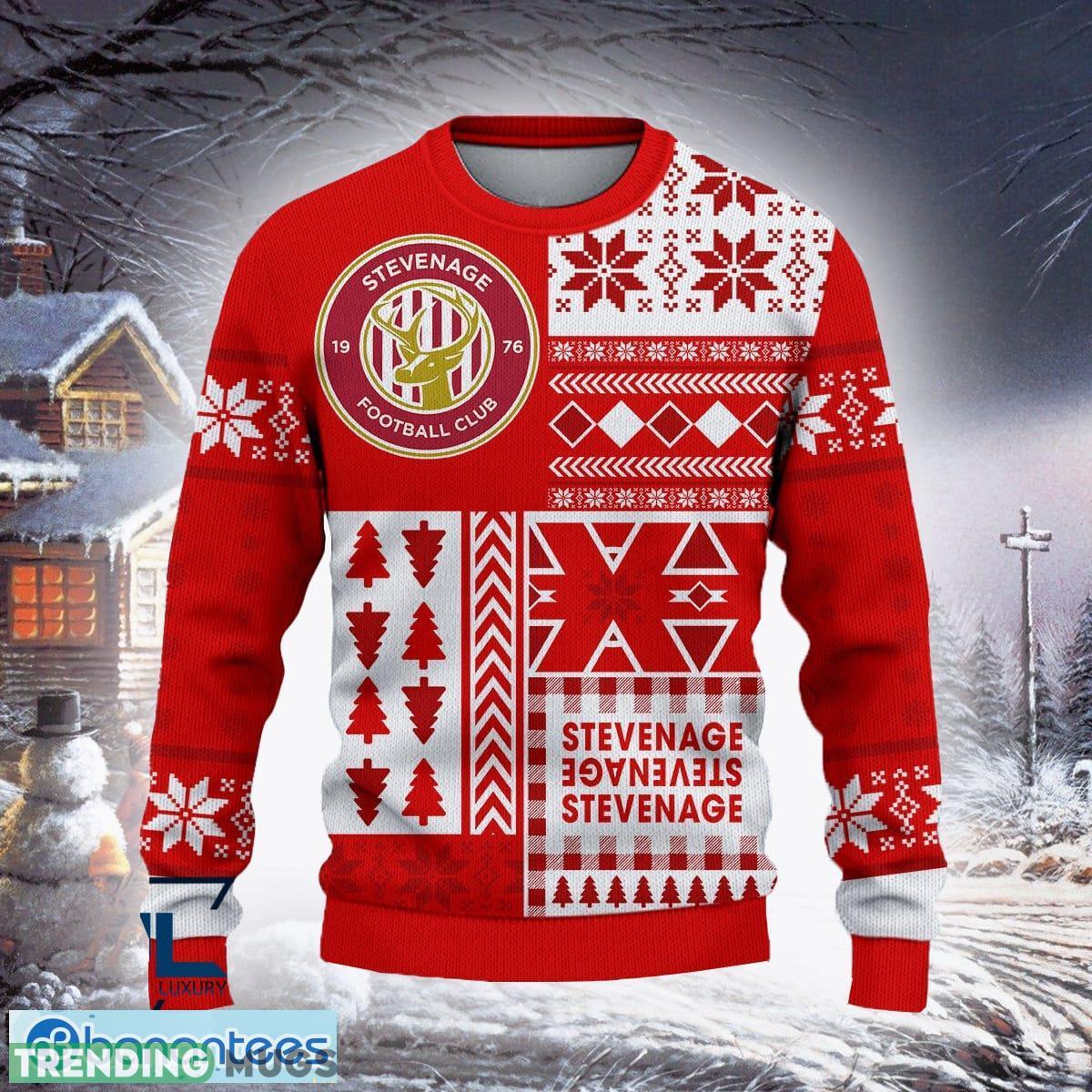 Stevenage Football Club Authentic Efl Logo Team Ugly Christmas Sweater For Fans Gift Unisex Sweatshirt 3D Sweater Stevenage Football Club Authentic Efl Logo Team Ugly Christmas Sweater For Fans Gift Unisex Sweatshirt 3D Sweater