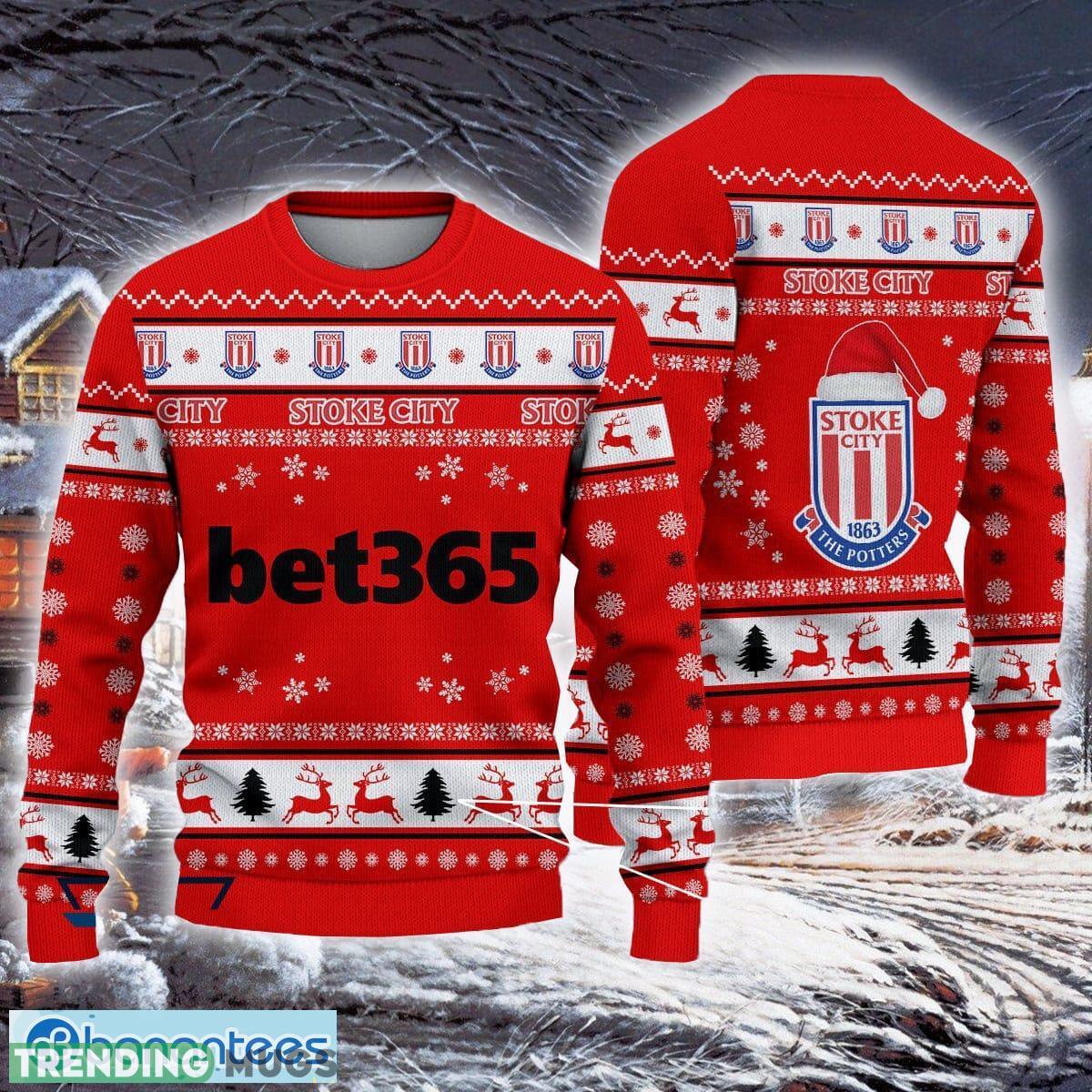 Stoke City F.C Traditional Efl Logo Team Ugly Christmas Sweater For Fans Gift Unisex Sweatshirt 3D Sweater Stoke City F.C Traditional Efl Logo Team Ugly Christmas Sweater For Fans Gift Unisex Sweatshirt 3D Sweater