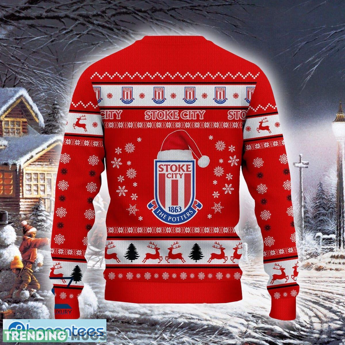 Stoke City F.C Traditional Efl Logo Team Ugly Christmas Sweater For Fans Gift Unisex Sweatshirt 3D Sweater Stoke City F.C Traditional Efl Logo Team Ugly Christmas Sweater For Fans Gift Unisex Sweatshirt 3D Sweater