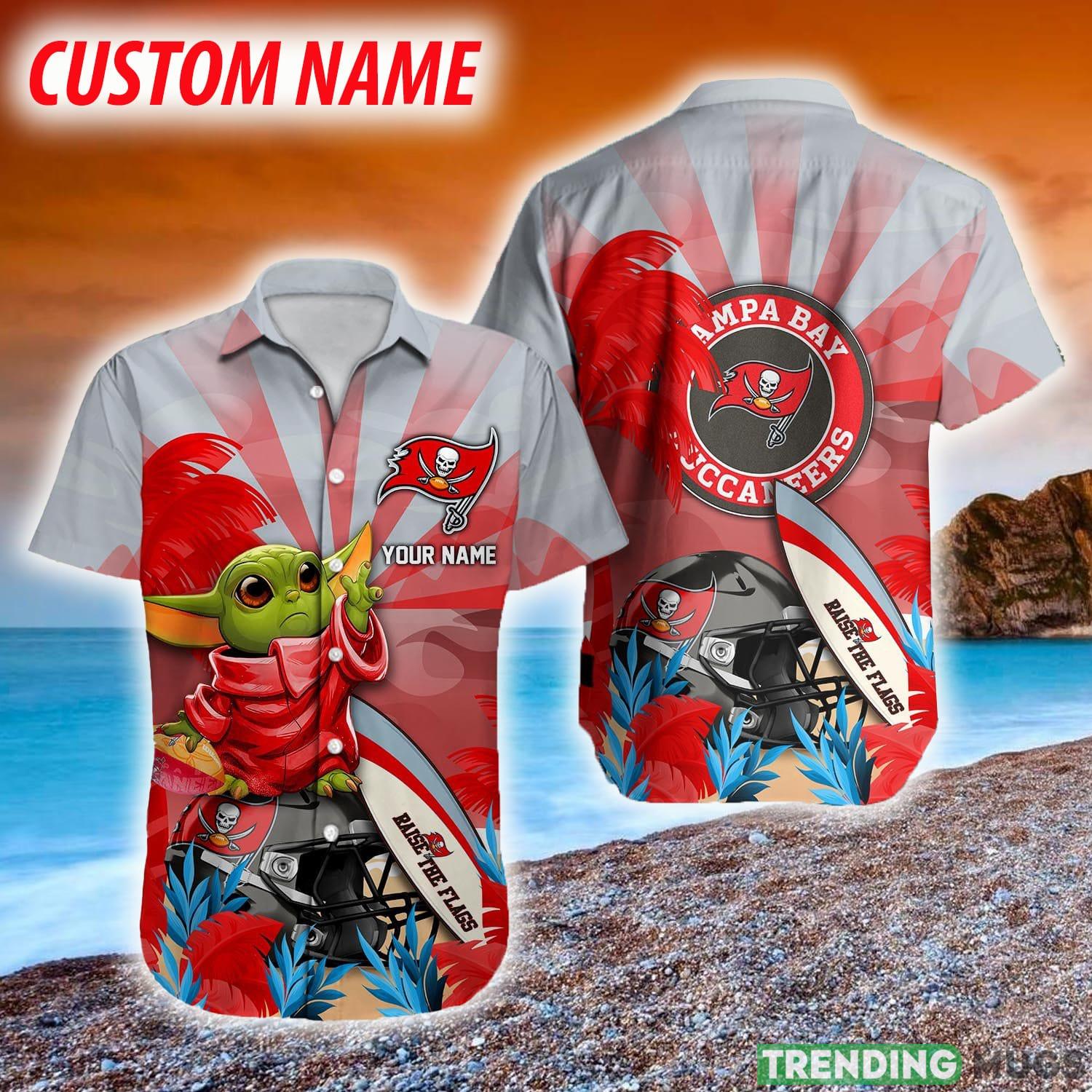 Tampa Bay Buccaneers NFL Custom Name Baby Yoda Hawaiian Shirt Summer For Fans Gift - Tampa Bay Buccaneers NFL Custom Name Baby Yoda Hawaiian Shirt Summer For Fans Gift