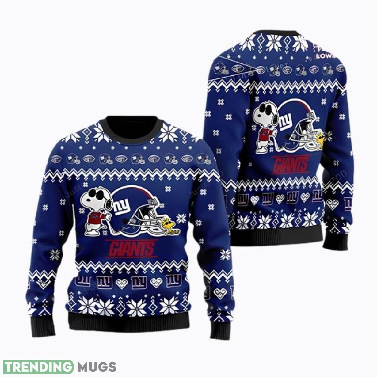 The Snoopy Show Football Helmet 3D New York Giants Ugly Sweater Product Photo 1 The Snoopy Show Football Helmet 3D New York Giants Ugly Sweater Product Photo 1