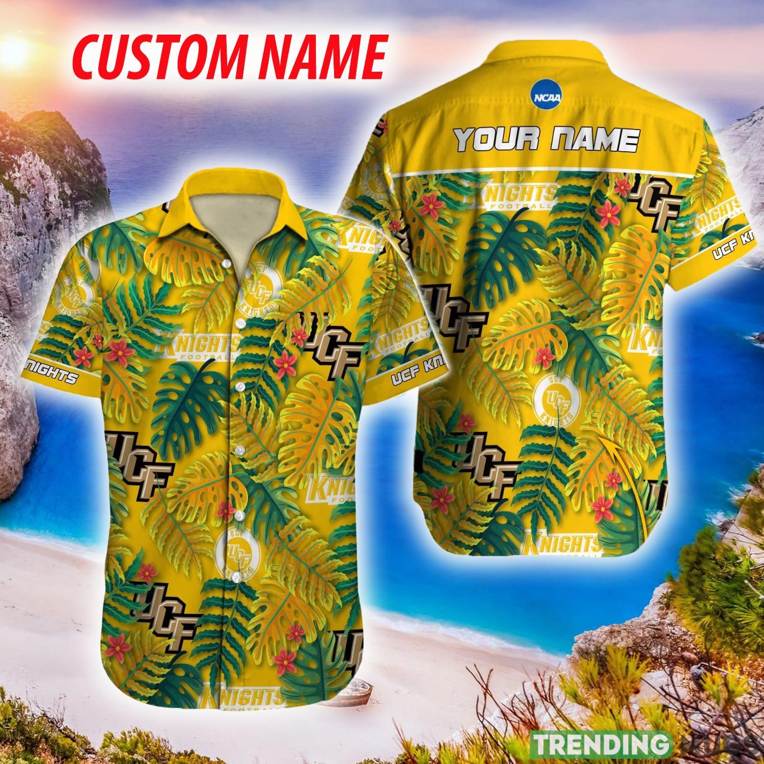 UCF Knights NCAA Hawaiian Shirt Custom Name Leaf Colors For Men And Women - UCF Knights NCAA Hawaiian Shirt_1 UCF Knights NCAA Hawaiian Shirt Custom Name Leaf Colors For Men And Women - UCF Knights NCAA Hawaiian Shirt_1