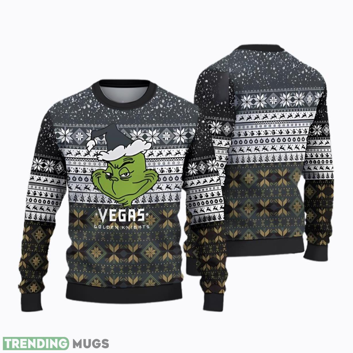 Vegas Golden Knights Grinch Ugly Christmas Sweater Product Photo 1 Vegas Golden Knights Grinch Ugly Christmas Sweater Product Photo 1