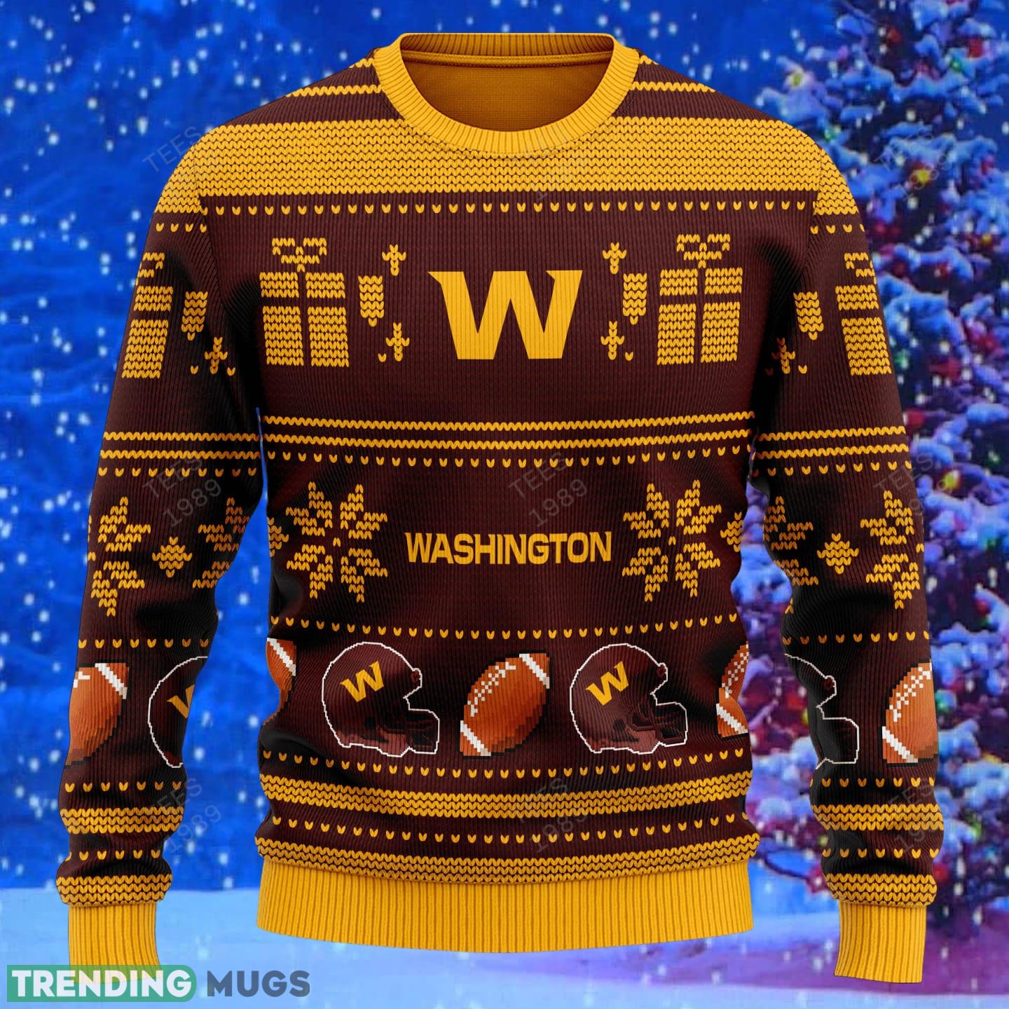 Washington Football Team Design NFL Snowflakes Reindeer 3D Sweater Custom Number And Name 3D Sweater Washington Football Team Design NFL Snowflakes Reindeer 3D Sweater Custom Number And Name 3D Sweater