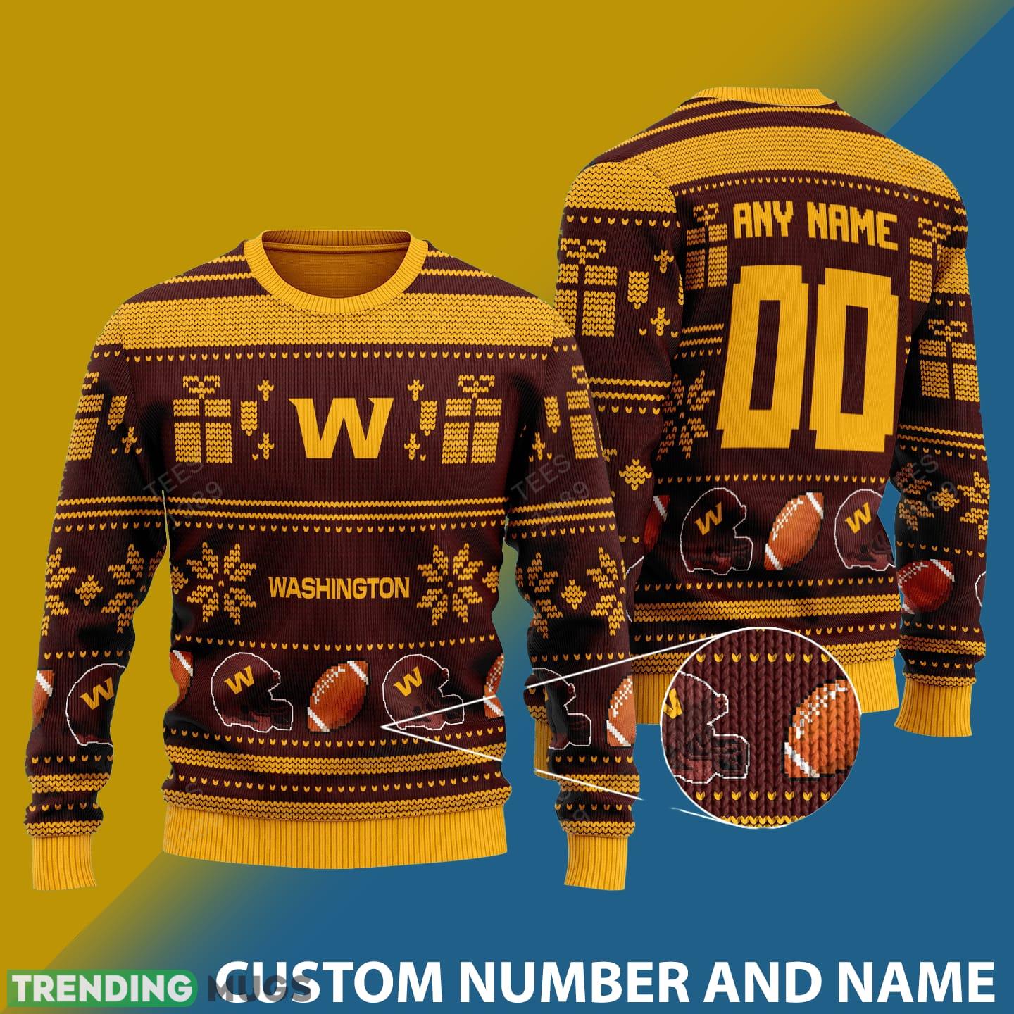 Washington Football Team Design NFL Snowflakes Reindeer 3D Sweater Custom Number And Name - Washington Football Team v1 NFL Knitted Sweater Photo 1 Washington Football Team Design NFL Snowflakes Reindeer 3D Sweater Custom Number And Name - Washington Football Team v1 NFL Knitted Sweater Photo 1