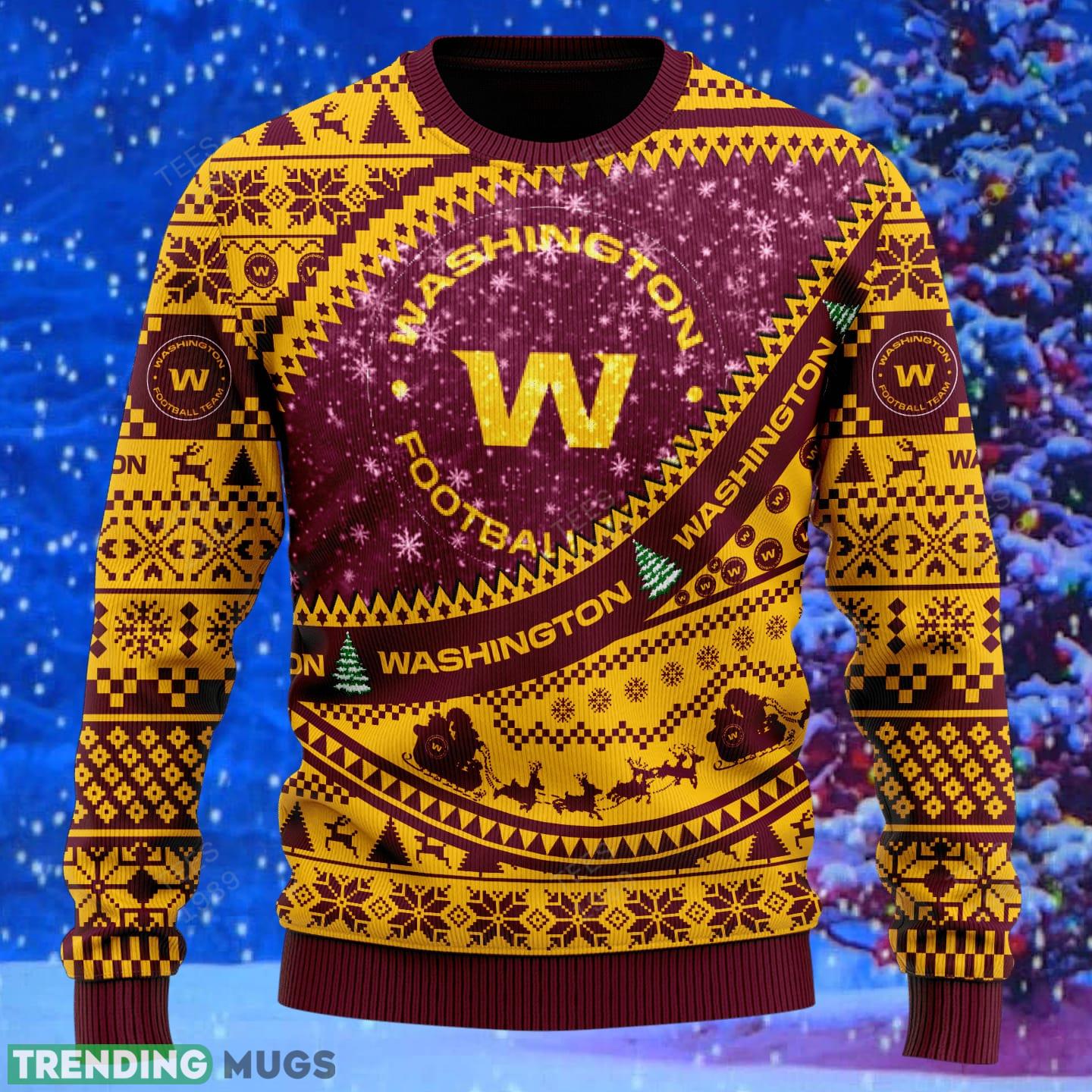 Washington Football Team NFL Ugly Snowflakes Reindeer 3D Sweater Custom Number And Name 3D Sweater Washington Football Team NFL Ugly Snowflakes Reindeer 3D Sweater Custom Number And Name 3D Sweater