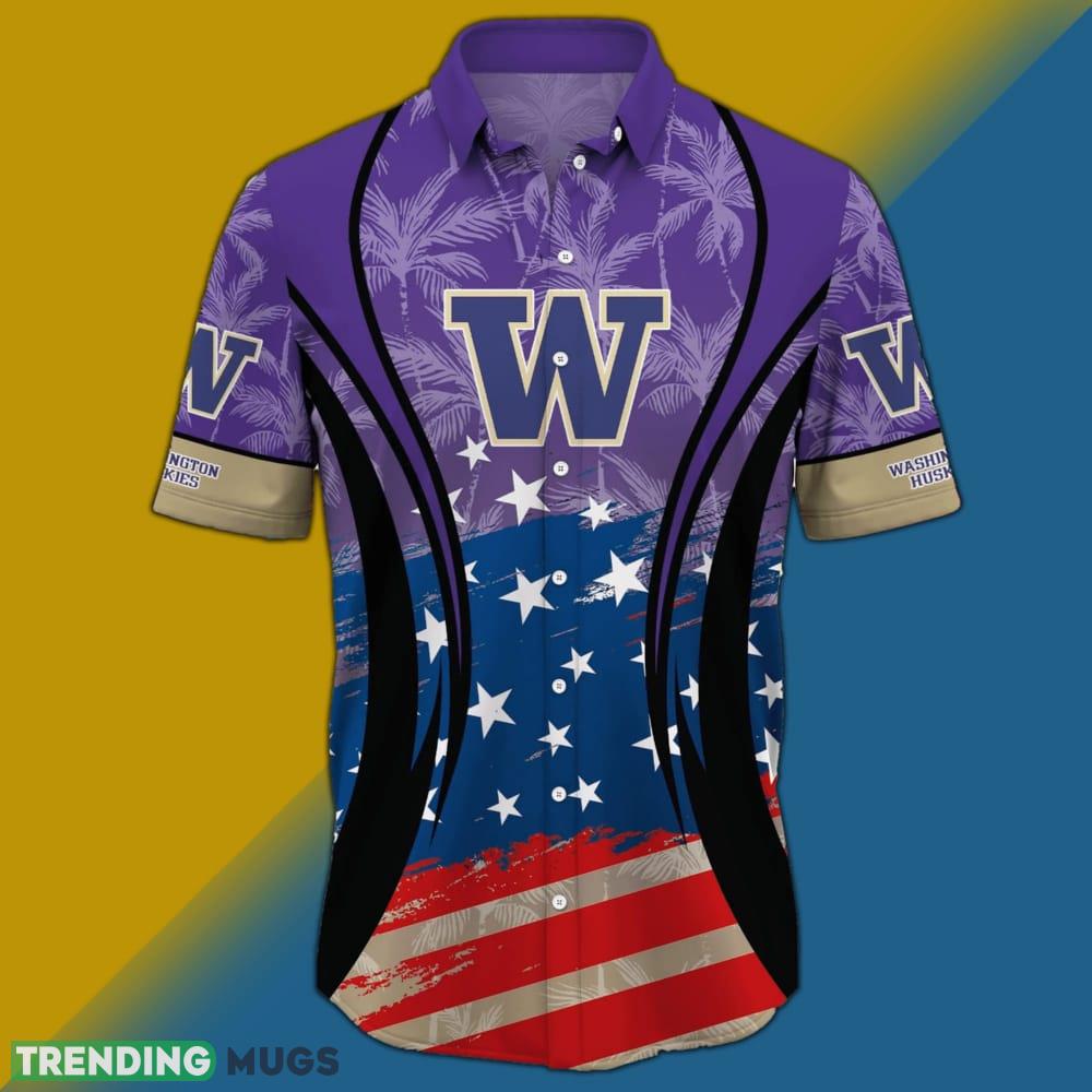 Washington Huskies NCAA Flag American Hawaiian Shirt Short Sleeve Hawaiian Shirt Washington Huskies NCAA Flag American Hawaiian Shirt Short Sleeve Hawaiian Shirt