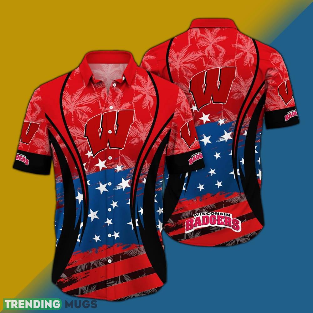 Wisconsin Badgers NCAA Flag American Hawaiian Shirt Short Sleeve - Wisconsin Badgers NCAA Flag American Hawaiian Shirt Short Sleeve Photo 2 Wisconsin Badgers NCAA Flag American Hawaiian Shirt Short Sleeve - Wisconsin Badgers NCAA Flag American Hawaiian Shirt Short Sleeve Photo 2