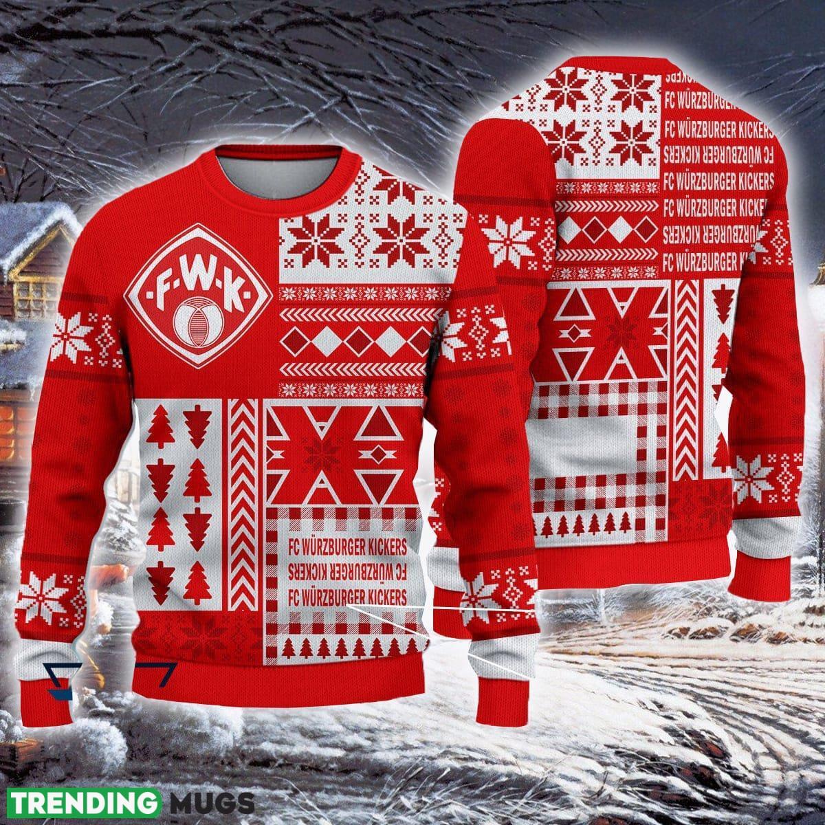 Wurzburger Kickers Island Bundesliga Logo Team Design Ugly Christmas Sweater For Fans Gift 3D Sweater Wurzburger Kickers Island Bundesliga Logo Team Design Ugly Christmas Sweater For Fans Gift 3D Sweater