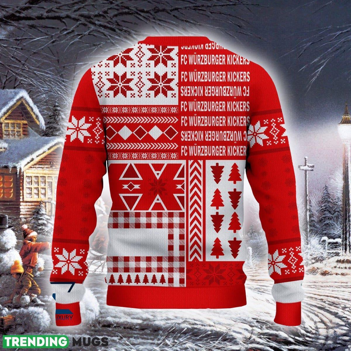 Wurzburger Kickers Island Bundesliga Logo Team Design Ugly Christmas Sweater For Fans Gift 3D Sweater Wurzburger Kickers Island Bundesliga Logo Team Design Ugly Christmas Sweater For Fans Gift 3D Sweater