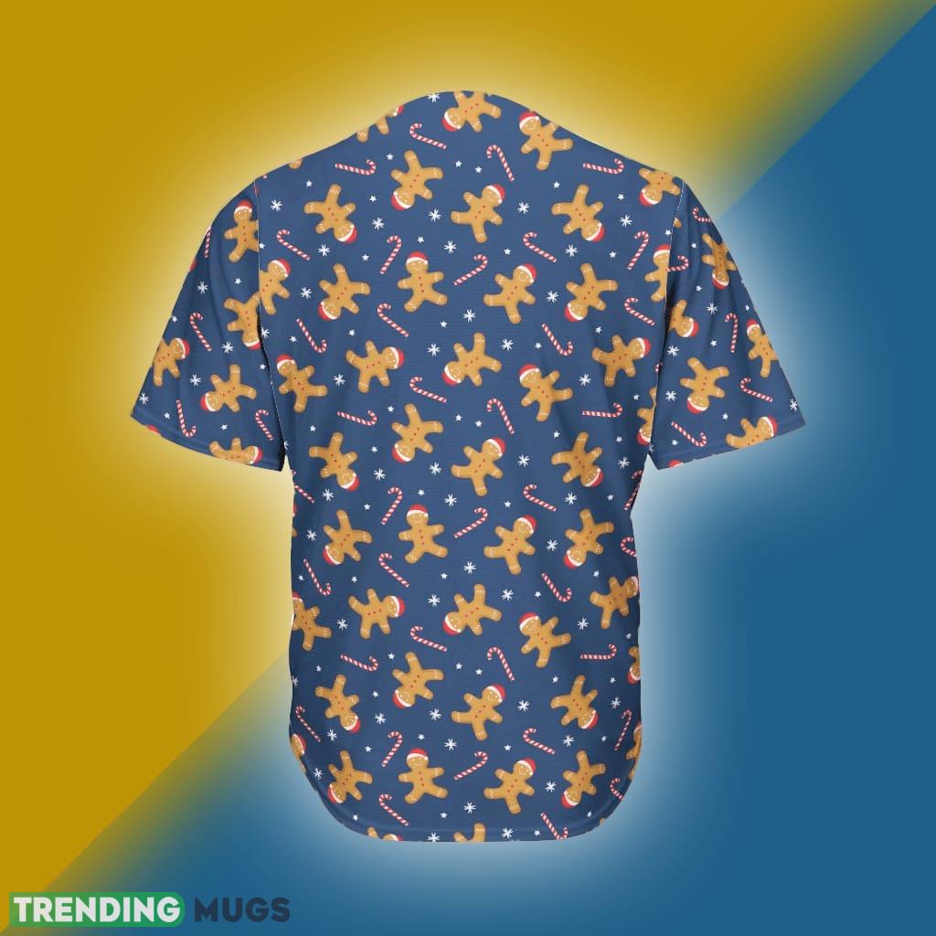Xmas Gingerbread Man Pattern Print Men's Baseball Jersey Shirt Football Jersey Xmas Gingerbread Man Pattern Print Men's Baseball Jersey Shirt Football Jersey