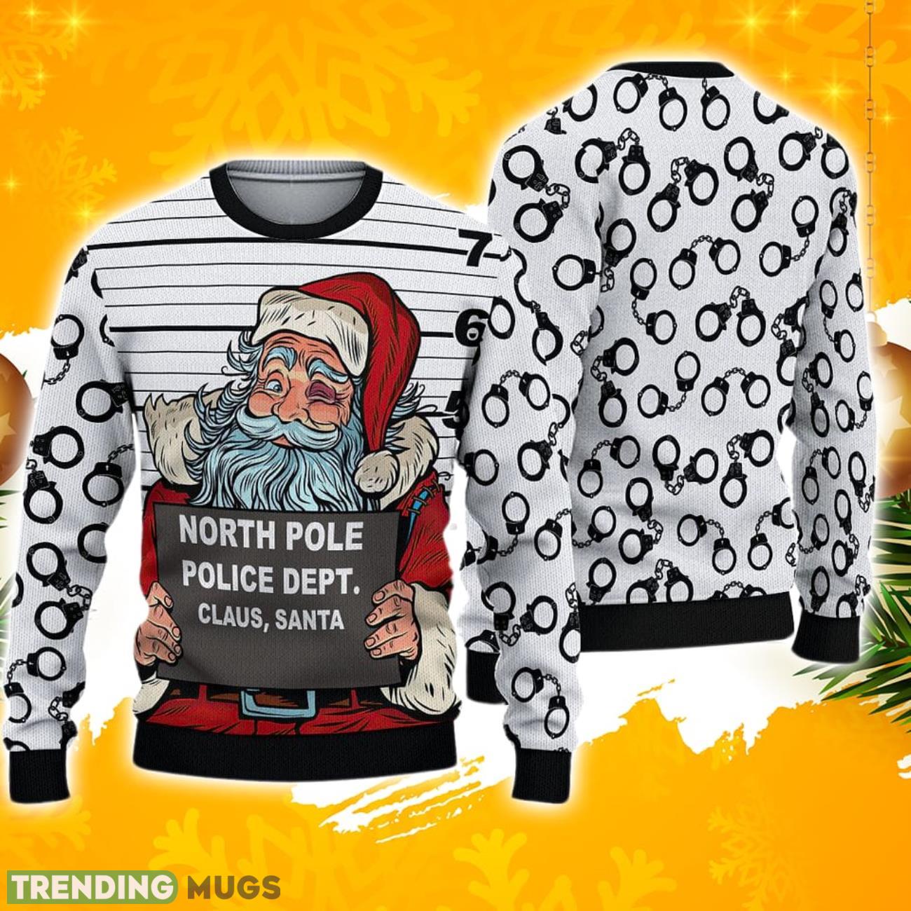 3D Santa Claus Arrested By North Pole Police Ugly Christmas Sweater Product Photo 1 3D Santa Claus Arrested By North Pole Police Ugly Christmas Sweater Product Photo 1