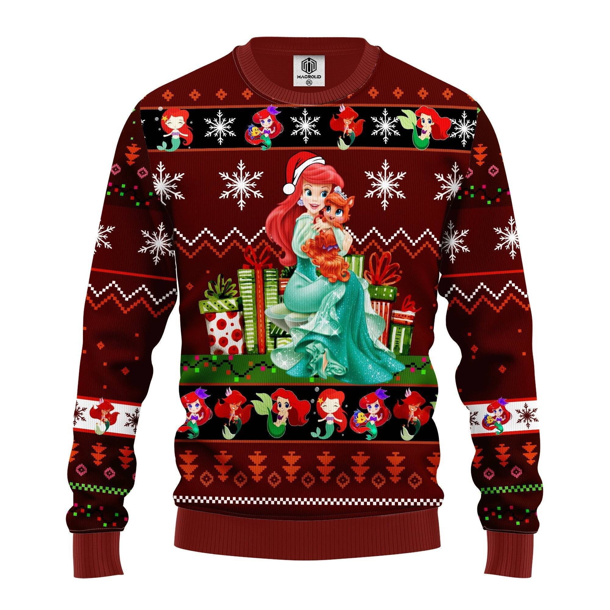 Ariel Mermaid Ugly Christmas Sweater Little Mermaid Ariel Princess Magic Kingdom Christmas Movie Christmas Party - 131123-083819