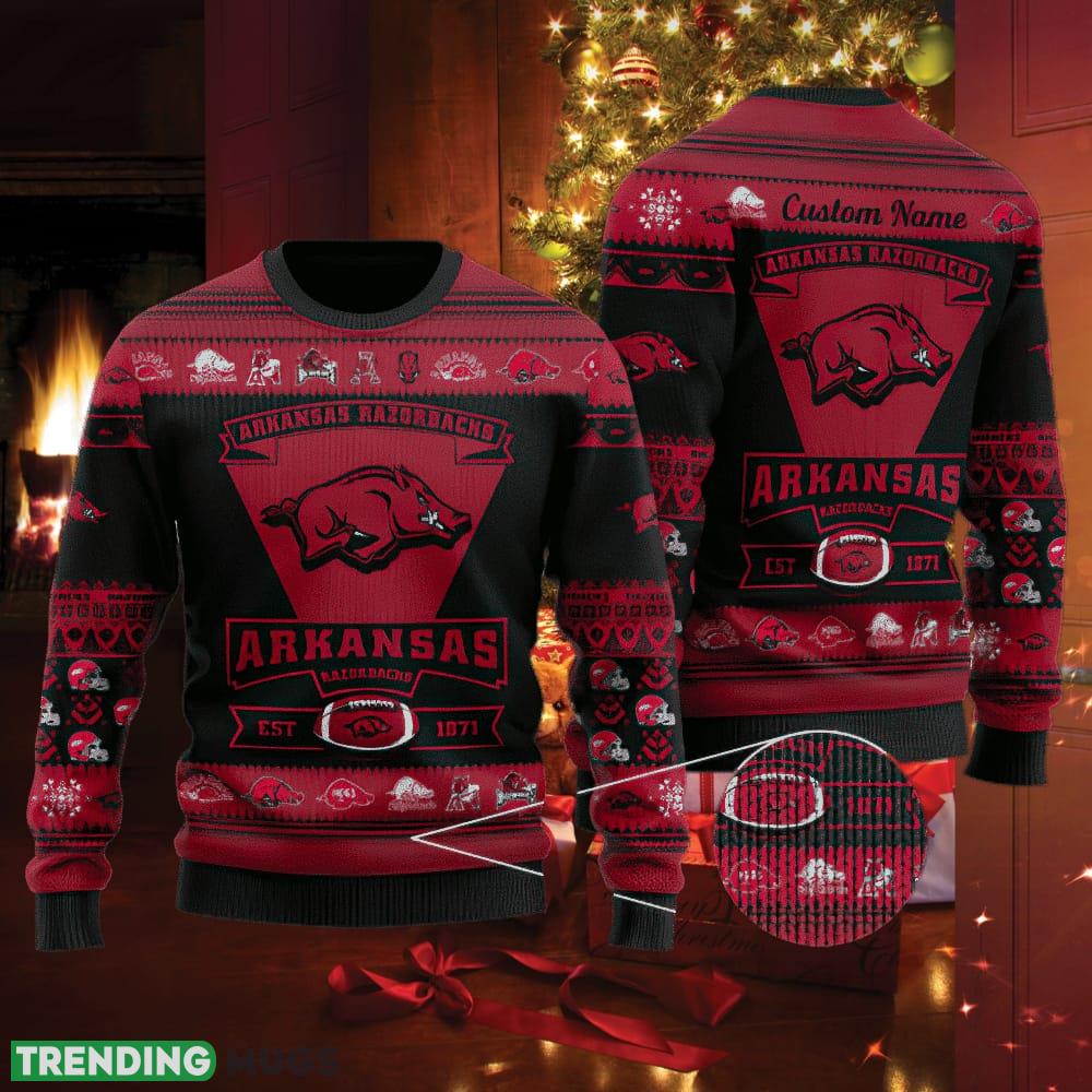 Arkansas Razorbacks Football Team Logo Knitted Christmas 3D Sweater Trendy Custom Name - Arkansas Razorbacks Football Team Logo Knitted Christmas 3D Sweater Trendy Custom Name Arkansas Razorbacks Football Team Logo Knitted Christmas 3D Sweater Trendy Custom Name - Arkansas Razorbacks Football Team Logo Knitted Christmas 3D Sweater Trendy Custom Name