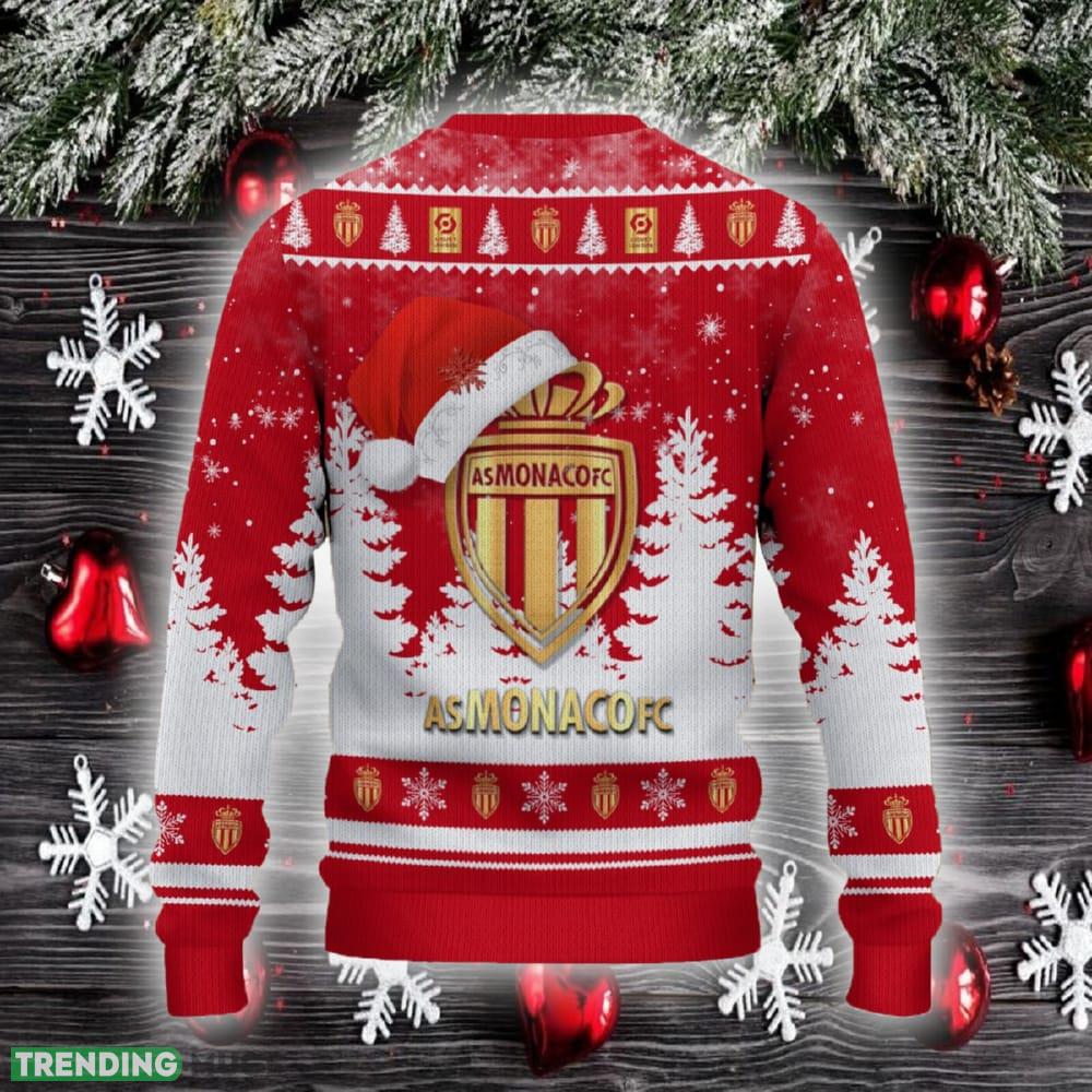 AS Monaco Ugly Christmas Sweater Santa Hat Logo Trending Christmas Gift For Fans 3D Sweater AS Monaco Ugly Christmas Sweater Santa Hat Logo Trending Christmas Gift For Fans 3D Sweater