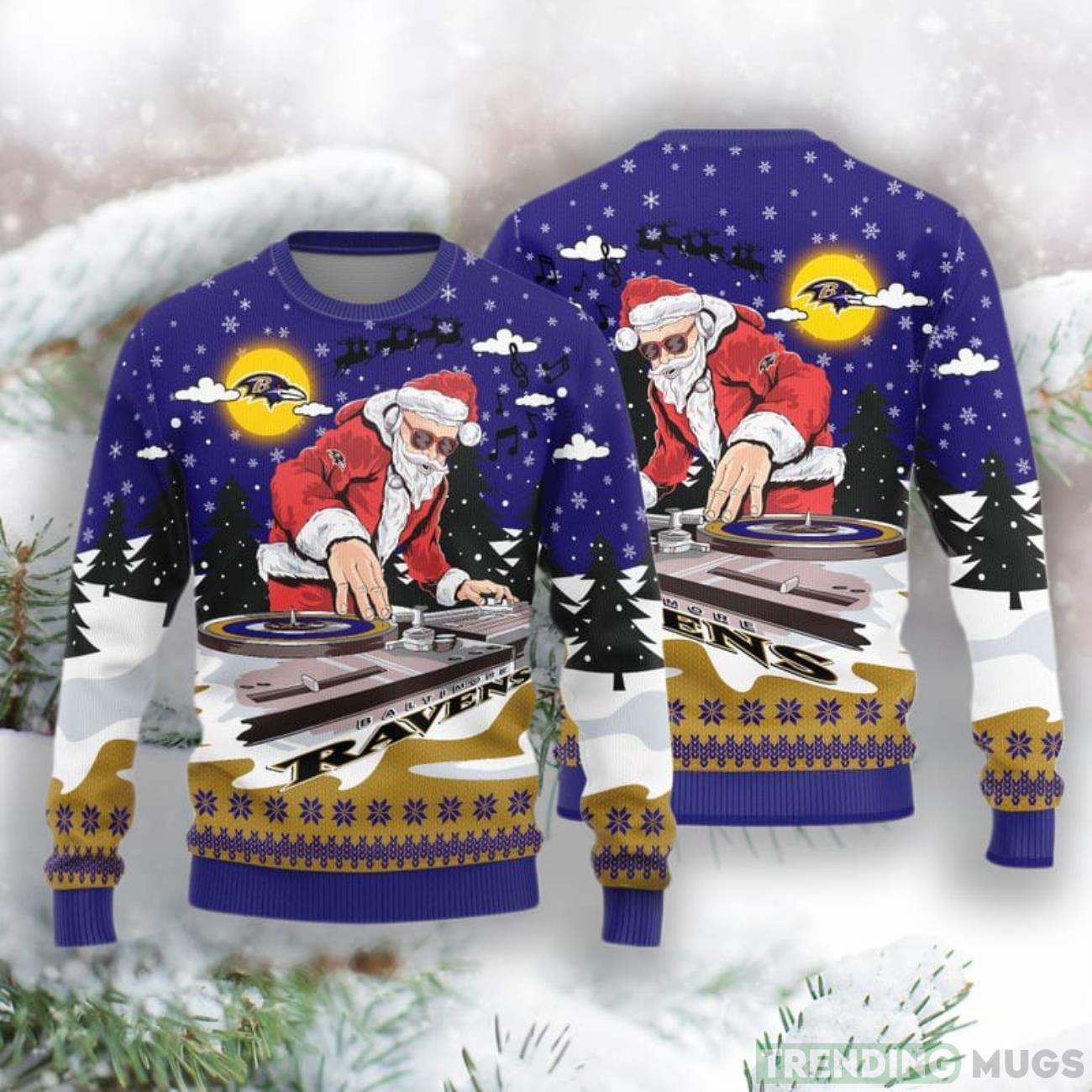 Baltimore Ravens Christmas Funny DJ Santa New Style Knitted Sweater Product Photo 1 Baltimore Ravens Christmas Funny DJ Santa New Style Knitted Sweater Product Photo 1