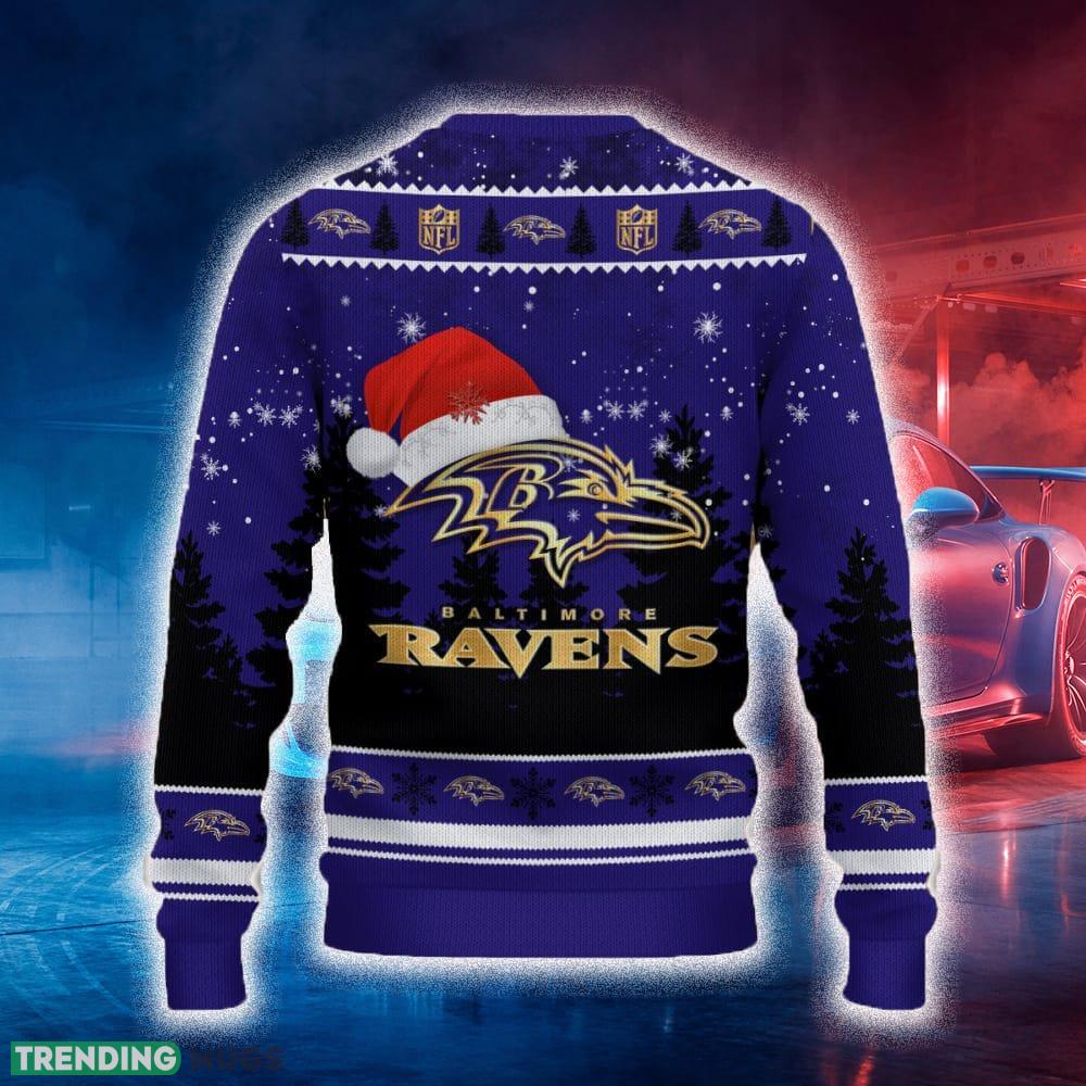 Baltimore Ravens Ugly Christmas Sweater Tree Santa Hat Car For Fans Gift Familys Holidays 3D Sweater Baltimore Ravens Ugly Christmas Sweater Tree Santa Hat Car For Fans Gift Familys Holidays 3D Sweater