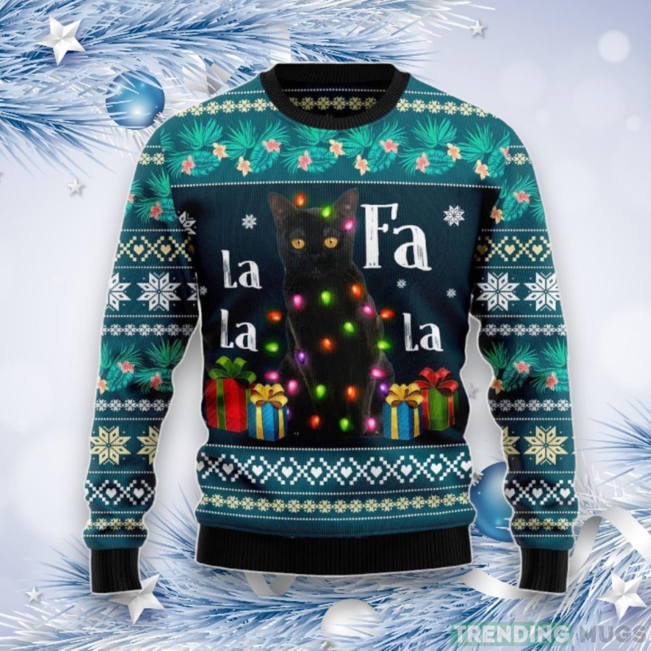 Black Cat Falalala Ugly Christmas Sweater, Christmas Gift For Cat Lover Product Photo 1 Black Cat Falalala Ugly Christmas Sweater, Christmas Gift For Cat Lover Product Photo 1