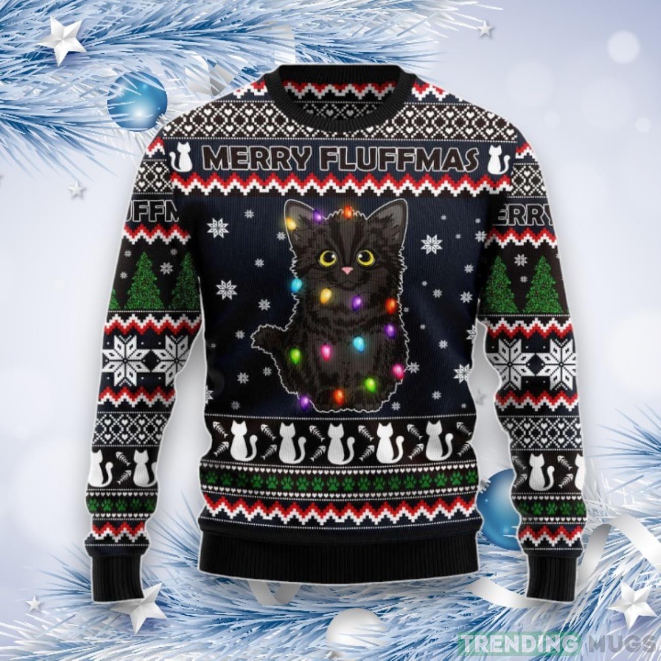 Black Cat Fluffmas Ugly Christmas Sweater, Christmas Gift For Cat Lover Product Photo 1 Black Cat Fluffmas Ugly Christmas Sweater, Christmas Gift For Cat Lover Product Photo 1