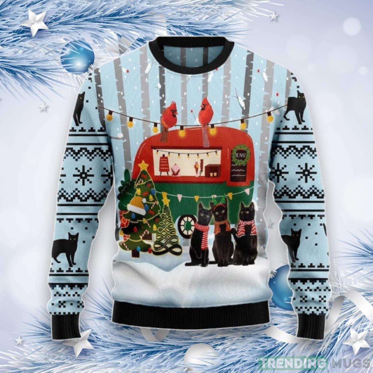 Black Cat Love Camping Ugly Christmas Sweater For Christmas Gift Product Photo 1 Black Cat Love Camping Ugly Christmas Sweater For Christmas Gift Product Photo 1