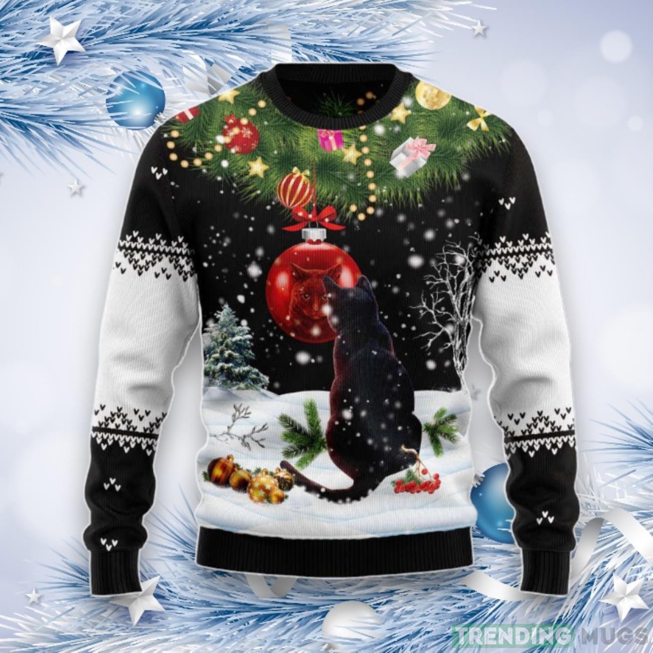Black Cat Mirror Ugly Christmas Sweater, For Men & Women, Best Gift For Christmas Product Photo 1 Black Cat Mirror Ugly Christmas Sweater, For Men & Women, Best Gift For Christmas Product Photo 1