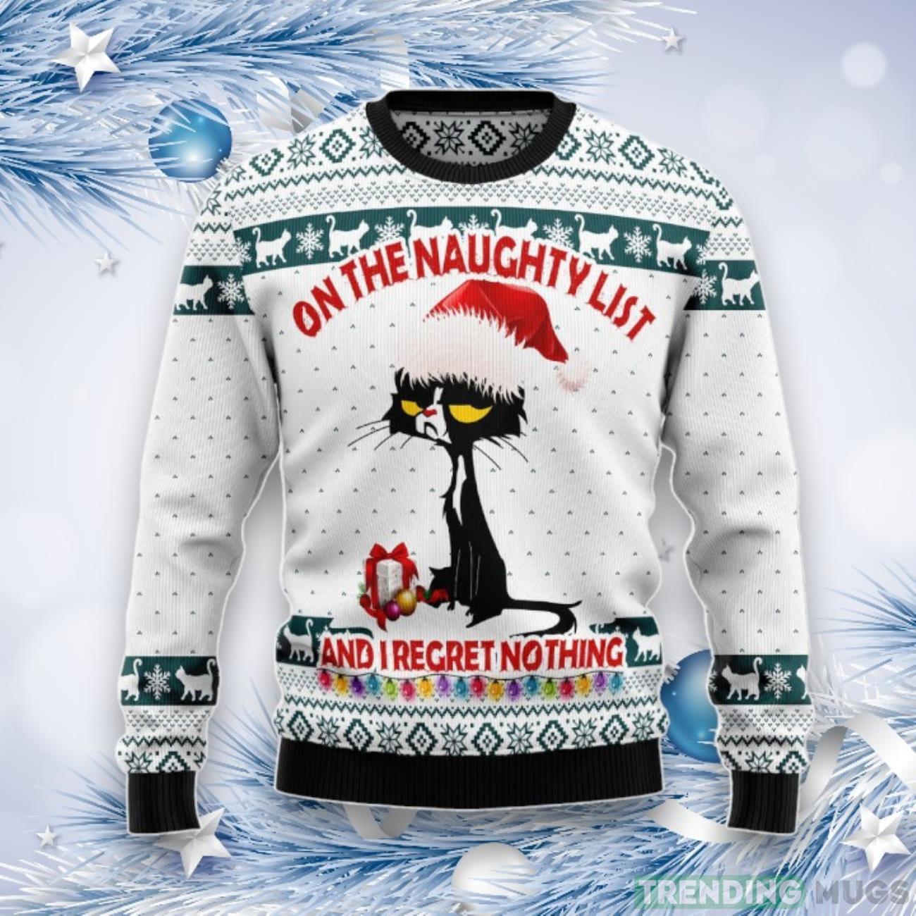 Black Cat Naughty List Ugly Christmas Sweater, Best Gift For Christmas 2023 Product Photo 1 Black Cat Naughty List Ugly Christmas Sweater, Best Gift For Christmas 2023 Product Photo 1
