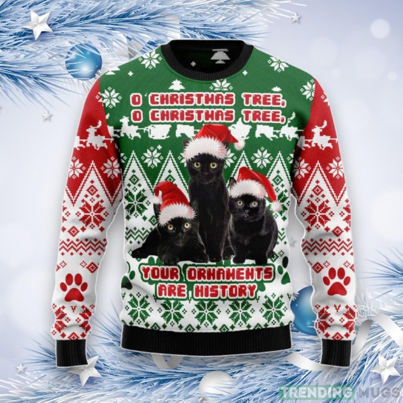 Black Cat Oh Christmas Tree Ugly Christmas Sweater, Gift For Christmas 2023 Product Photo 1 Black Cat Oh Christmas Tree Ugly Christmas Sweater, Gift For Christmas 2023 Product Photo 1