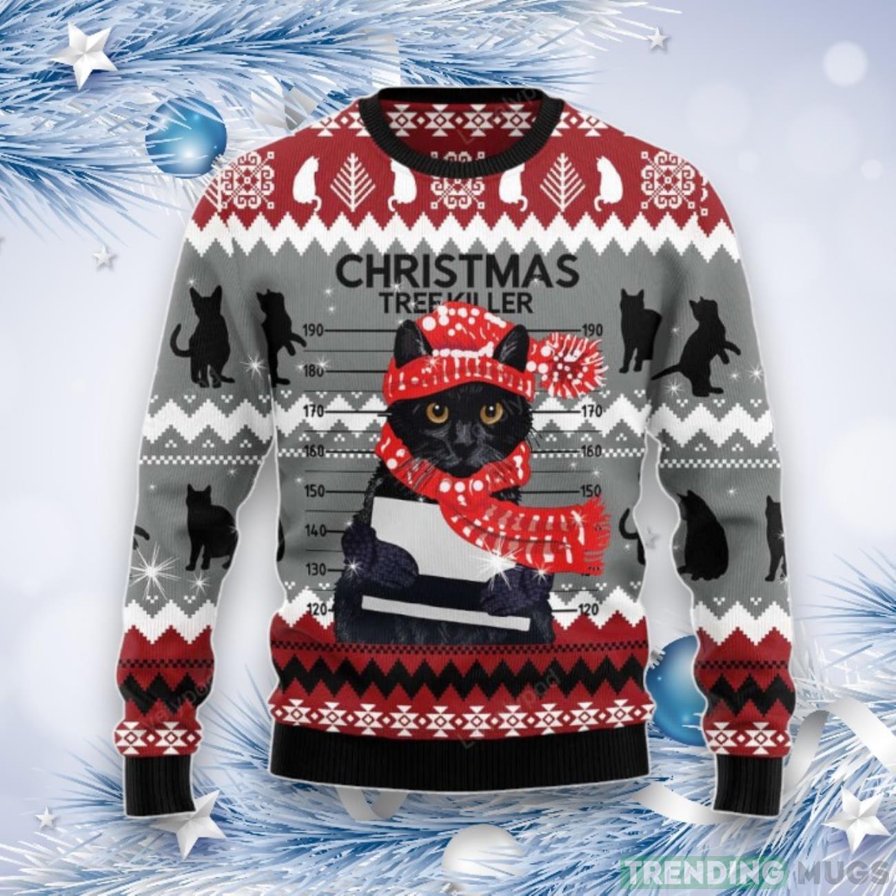 Black Cat Tree Killer Ugly Christmas Sweater, Christmas Gift For Cat Lover Product Photo 1 Black Cat Tree Killer Ugly Christmas Sweater, Christmas Gift For Cat Lover Product Photo 1