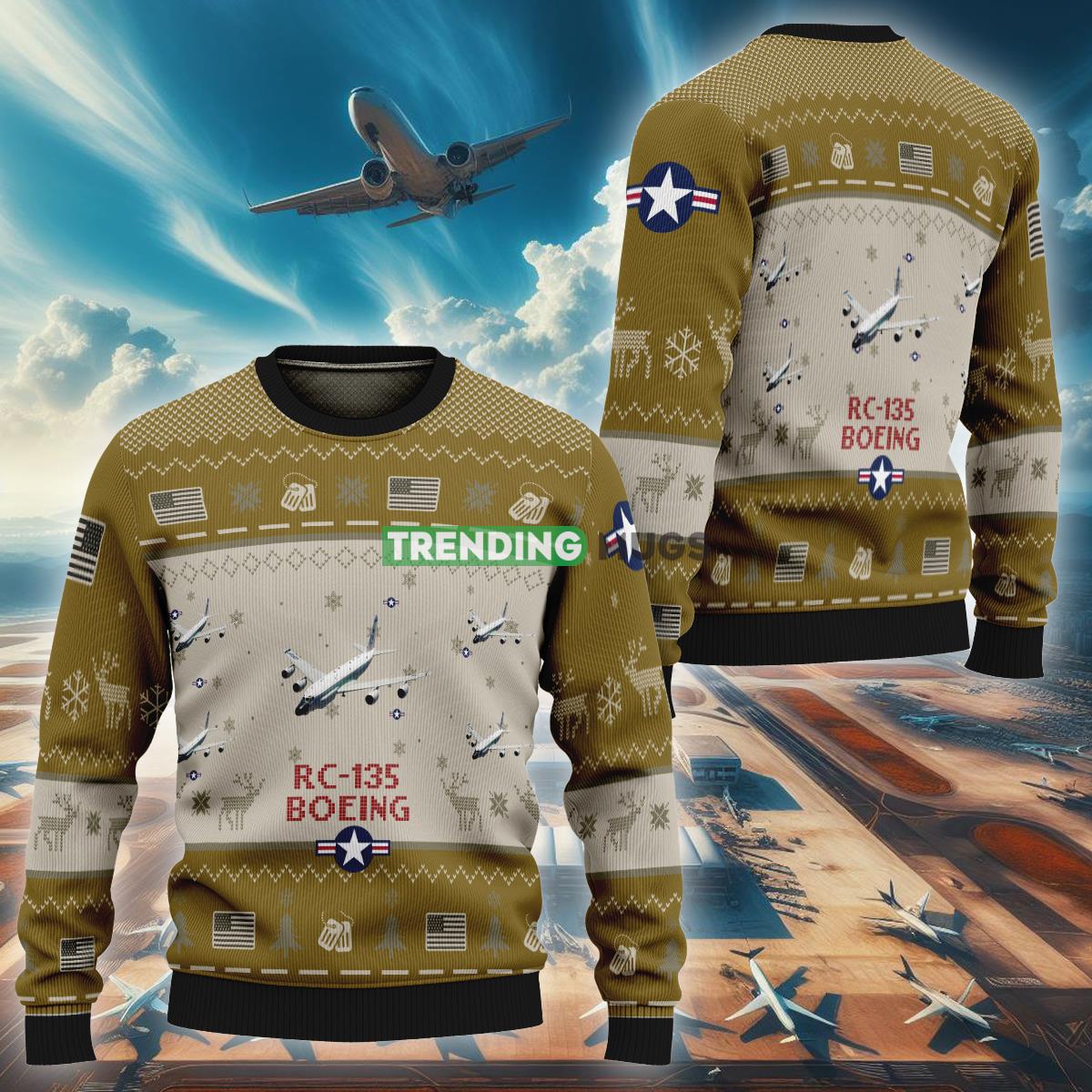Boeing RC-135 Aircraft RC135 Ugly Christmas Sweater AOP Design Brown Air Force - Boeing RC-135 Aircraft RC135 Ugly Christmas Sweater AOP Design Brown Air Force Boeing RC-135 Aircraft RC135 Ugly Christmas Sweater AOP Design Brown Air Force - Boeing RC-135 Aircraft RC135 Ugly Christmas Sweater AOP Design Brown Air Force