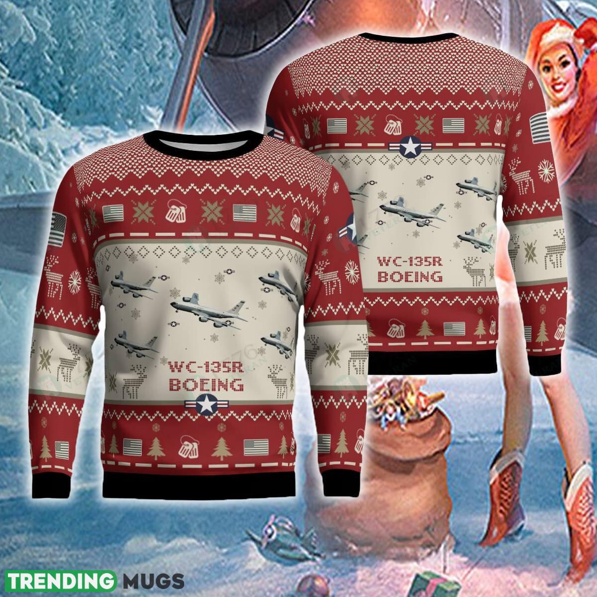 Boeing WC-135R WC135R Aircraft Christmas Sweater Red For Men And Women - Boeing WC-135R WC135R Aircraft Ugly Sweater Red Gift For Christmas Photo 1 Boeing WC-135R WC135R Aircraft Christmas Sweater Red For Men And Women - Boeing WC-135R WC135R Aircraft Ugly Sweater Red Gift For Christmas Photo 1