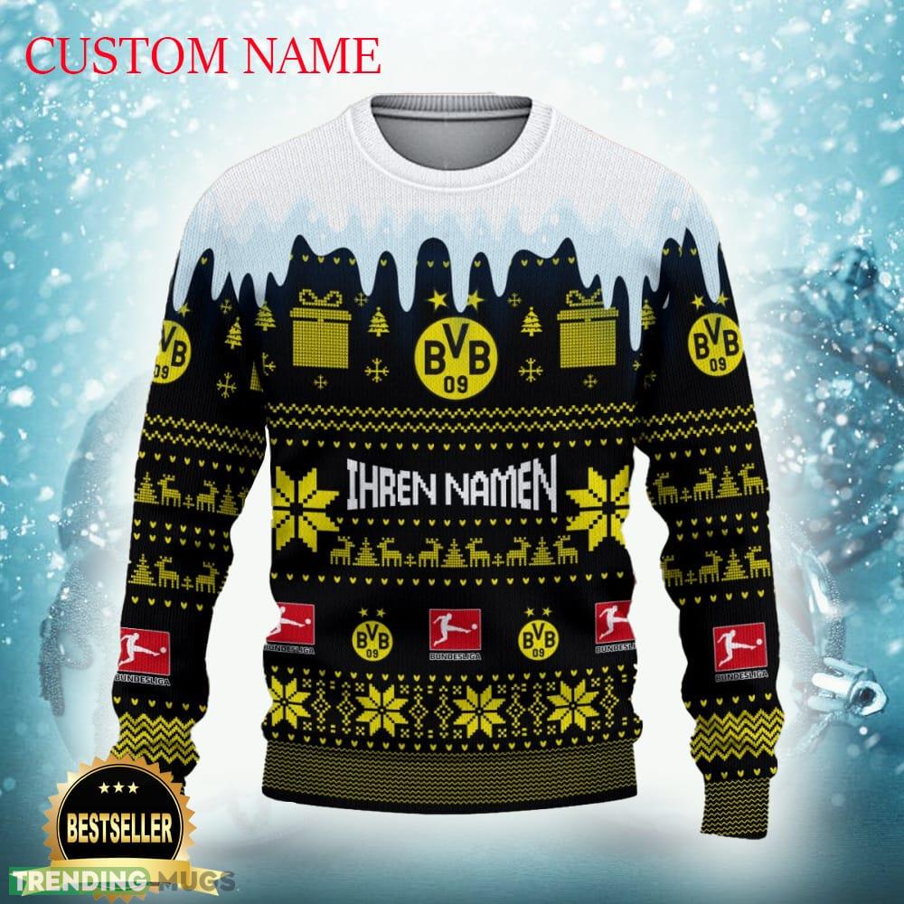Borussia Dortmund Logo Ugly Christmas Sweater New Gift For Men And Women Custom Name - Borussia Dortmund Ugly Christmas Sweater Photo 2 Borussia Dortmund Logo Ugly Christmas Sweater New Gift For Men And Women Custom Name - Borussia Dortmund Ugly Christmas Sweater Photo 2