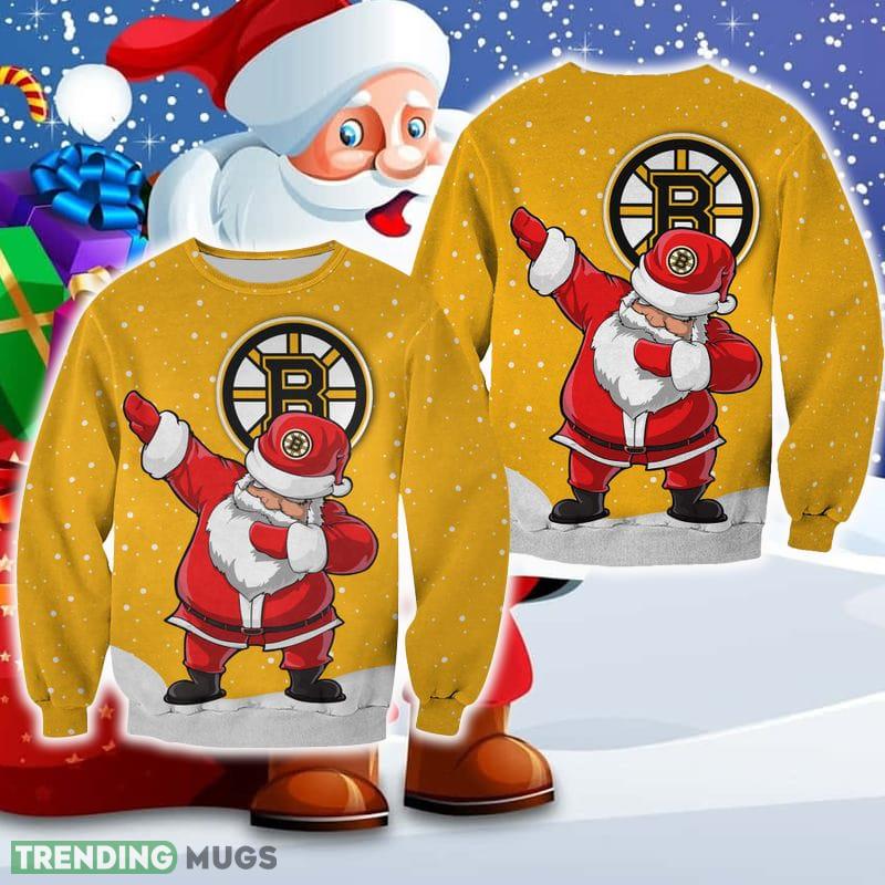 Boston Bruins Christmas Dab Santa Ugly Sweater For Fans AOP Gift Holidays - Boston Bruins Christmas Dab Santa Ugly Sweater For Fans AOP Gift Holidays