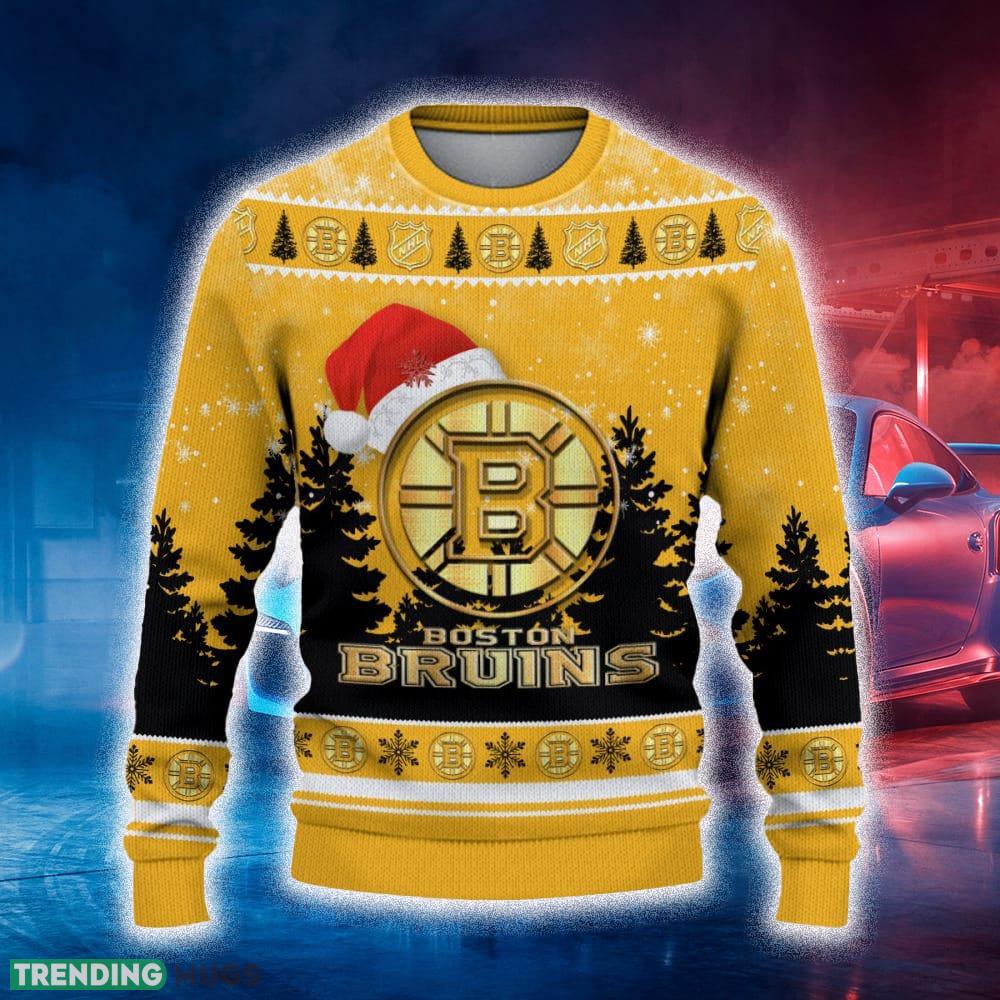 Boston Bruins Ugly Christmas Sweater Tree Santa Hat Car For Fans Gift Familys Holidays - Boston Bruins Ugly Christmas Sweater_2 Boston Bruins Ugly Christmas Sweater Tree Santa Hat Car For Fans Gift Familys Holidays - Boston Bruins Ugly Christmas Sweater_2