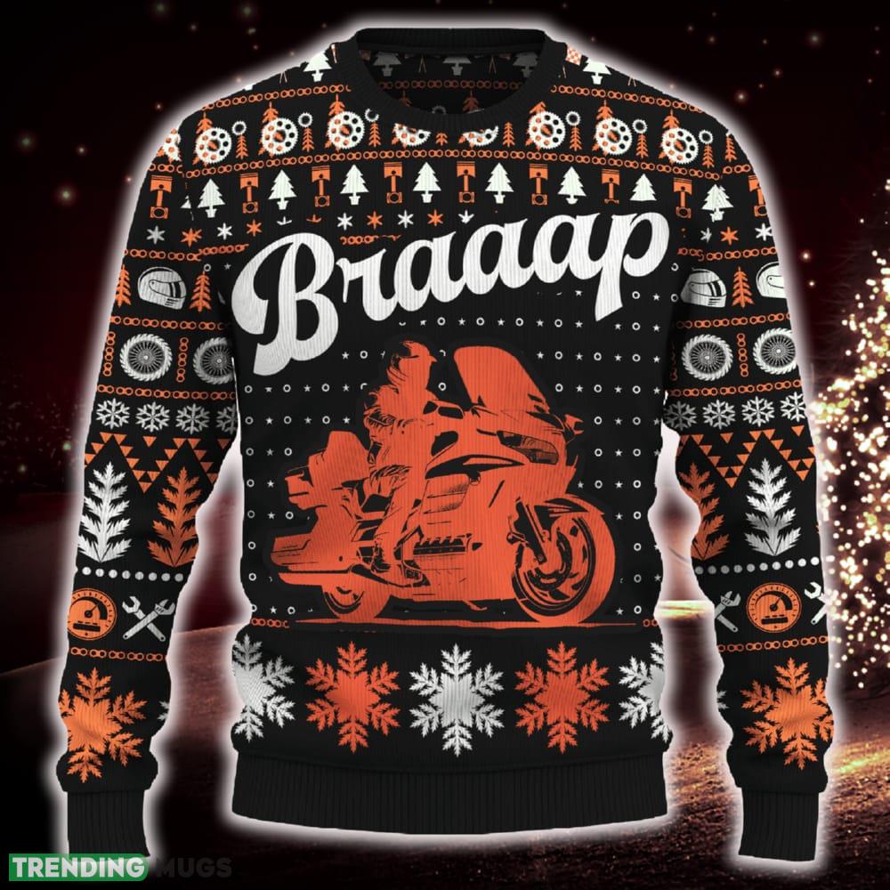 Braaap Gold Wing Motorcross Snowflakes Ugly Christmas Sweater Gift For Men And Women 3D Sweater Braaap Gold Wing Motorcross Snowflakes Ugly Christmas Sweater Gift For Men And Women 3D Sweater
