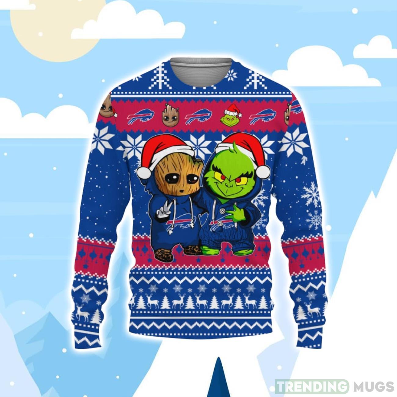 Buffalo Bills Baby Groot And Grinch Best Friends Football American Ugly Christmas Sweater Product Photo 1 Buffalo Bills Baby Groot And Grinch Best Friends Football American Ugly Christmas Sweater Product Photo 1