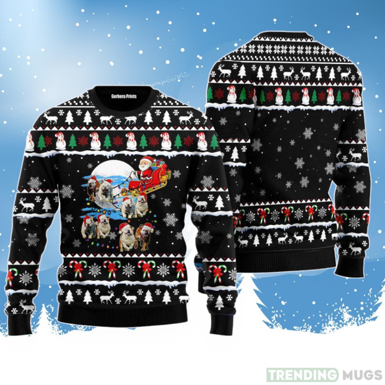 Bulldog Pointer Santa On Highway Ugly Christmas Sweater For Men & Women Product Photo 1