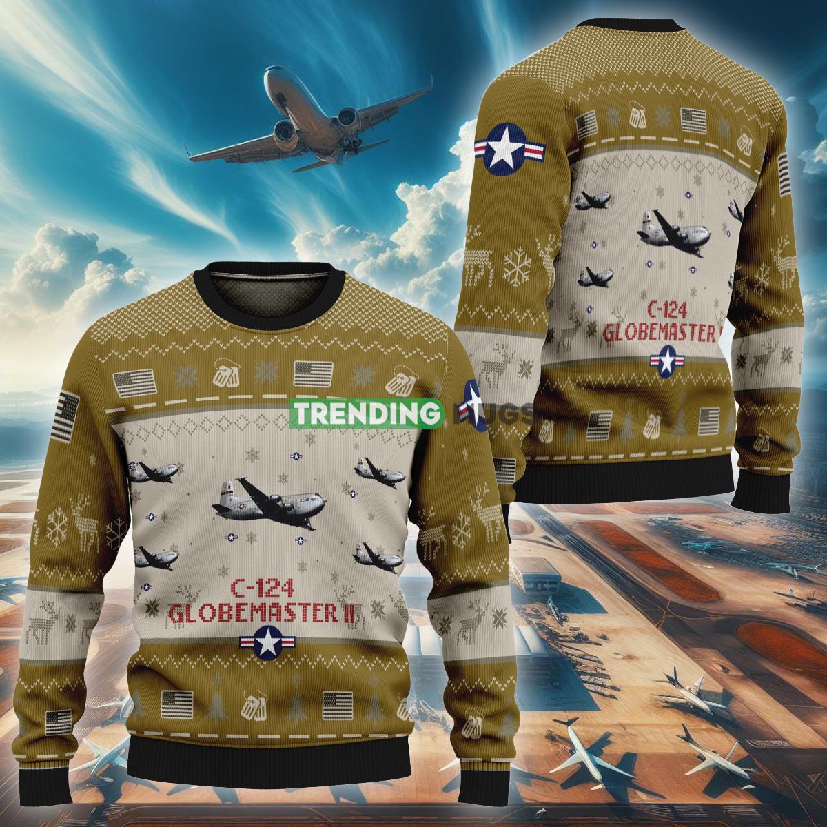 C-124 Globemaster II Aircraft C124 Ugly Christmas 3D Sweater Style Brown Air Force - C-124 Globemaster II Aircraft C124 Ugly Christmas 3D Sweater Style Brown Air Force C-124 Globemaster II Aircraft C124 Ugly Christmas 3D Sweater Style Brown Air Force - C-124 Globemaster II Aircraft C124 Ugly Christmas 3D Sweater Style Brown Air Force