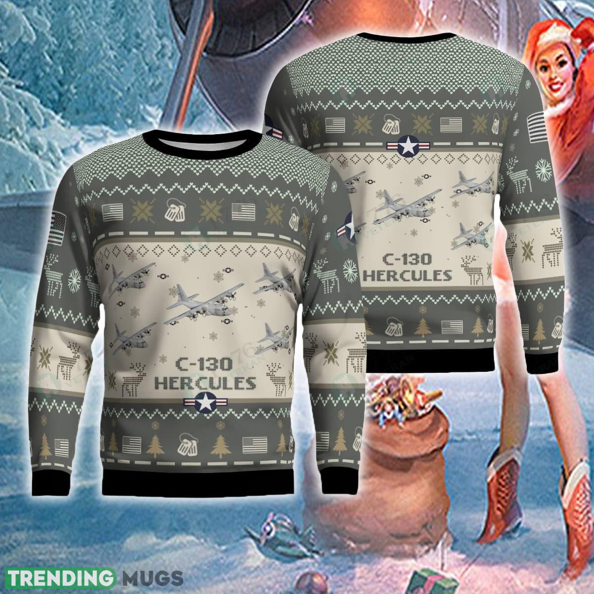 C-130 Hercules C130 Aircraft Ugly Christmas Sweater AOP For Men And Women - C-130 Hercules C130 Aircraft Ugly Christmas Sweater For Men And Women Photo 1 C-130 Hercules C130 Aircraft Ugly Christmas Sweater AOP For Men And Women - C-130 Hercules C130 Aircraft Ugly Christmas Sweater For Men And Women Photo 1