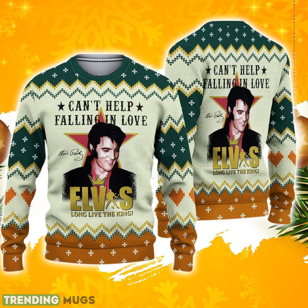 Cant Help Falling In Love Ugly Christmas Sweater, Elvis Presley Ugly Xmas Sweater Product Photo 1