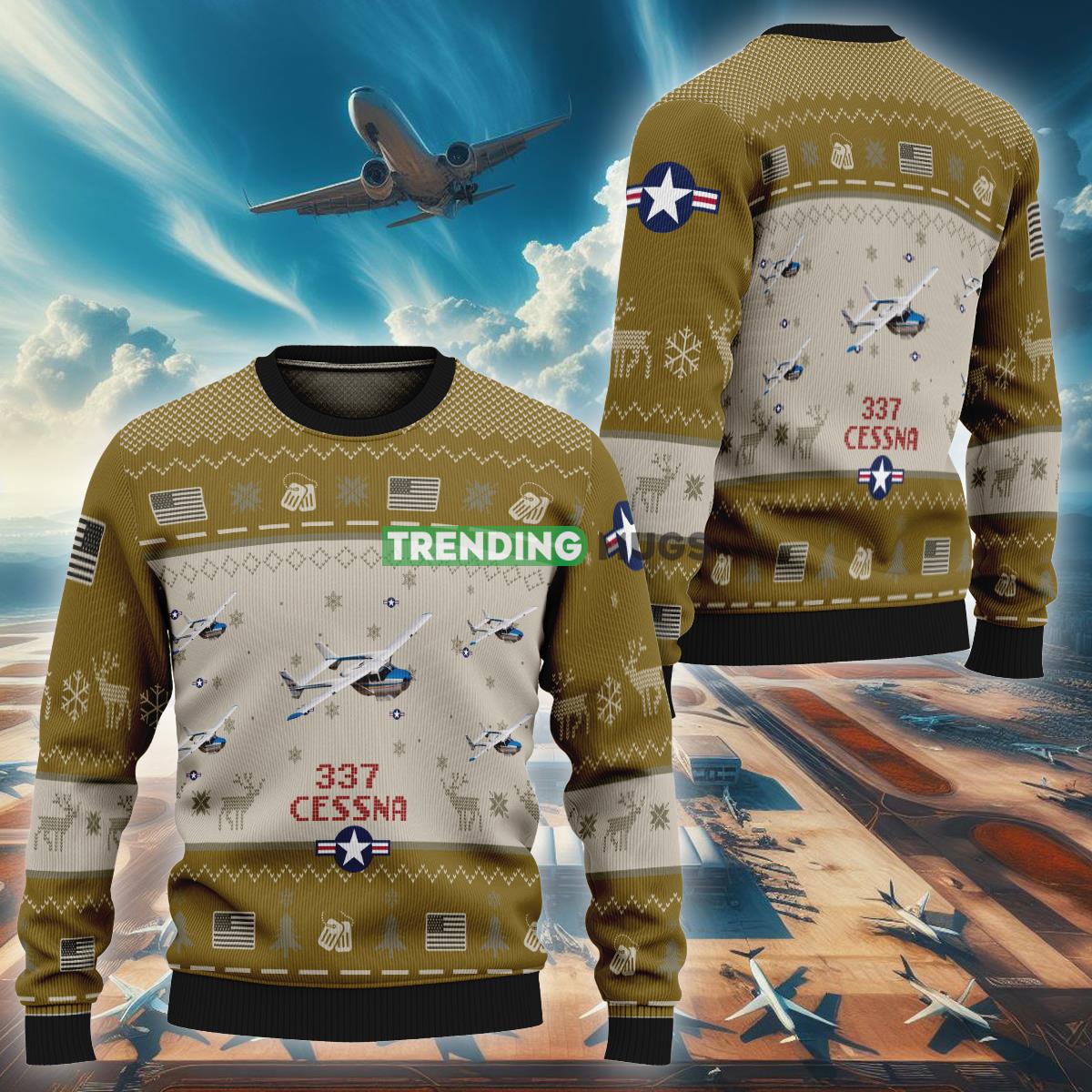 Cessna 337 Aircraft C337 Ugly Christmas Sweater AOP Design Brown Air Force - Cessna 337 Aircraft C337 Ugly Christmas Sweater AOP Design Brown Air Force Cessna 337 Aircraft C337 Ugly Christmas Sweater AOP Design Brown Air Force - Cessna 337 Aircraft C337 Ugly Christmas Sweater AOP Design Brown Air Force