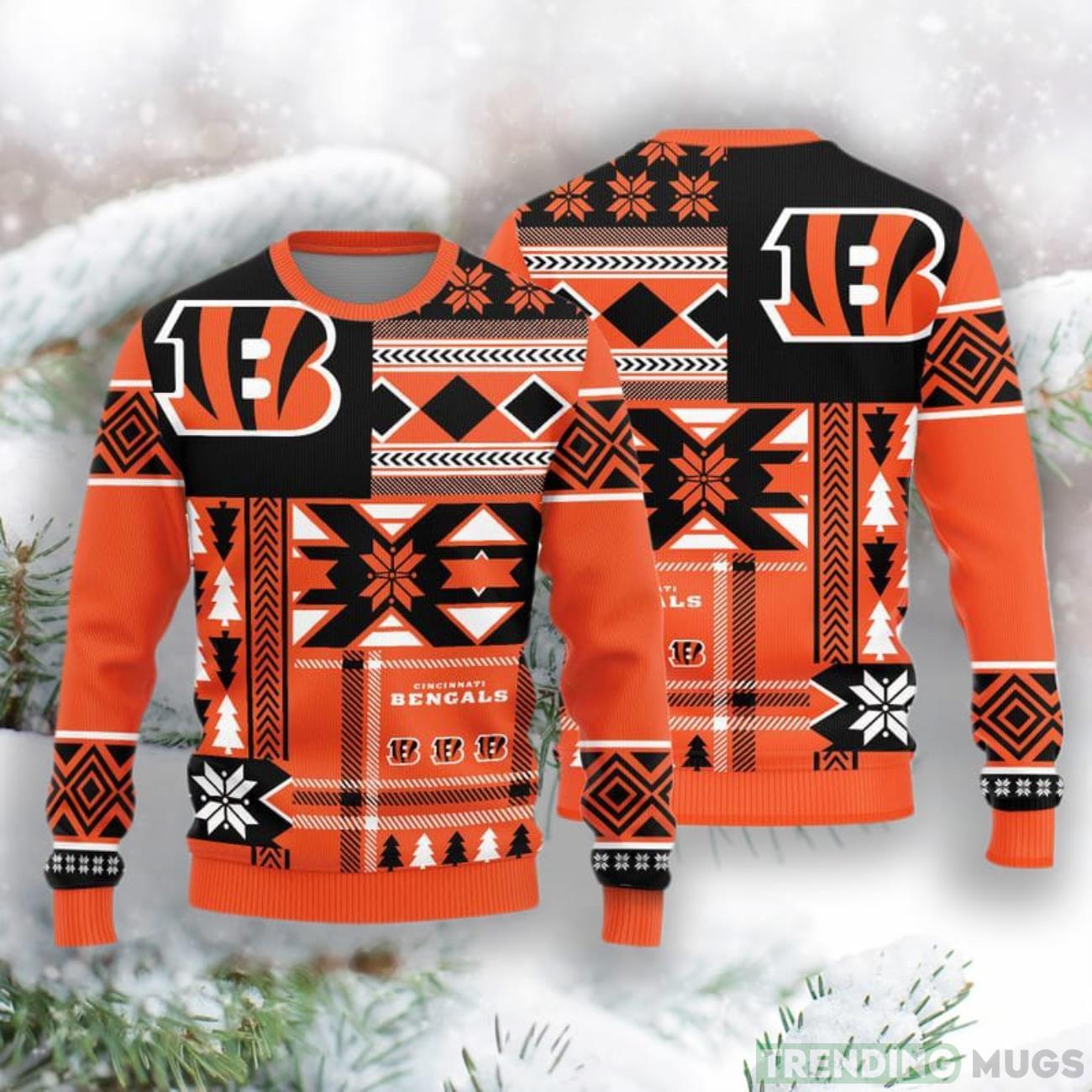 Cincinnati Bengals Christmas Snowflakes Pattern New Style Knitted Sweater Product Photo 1